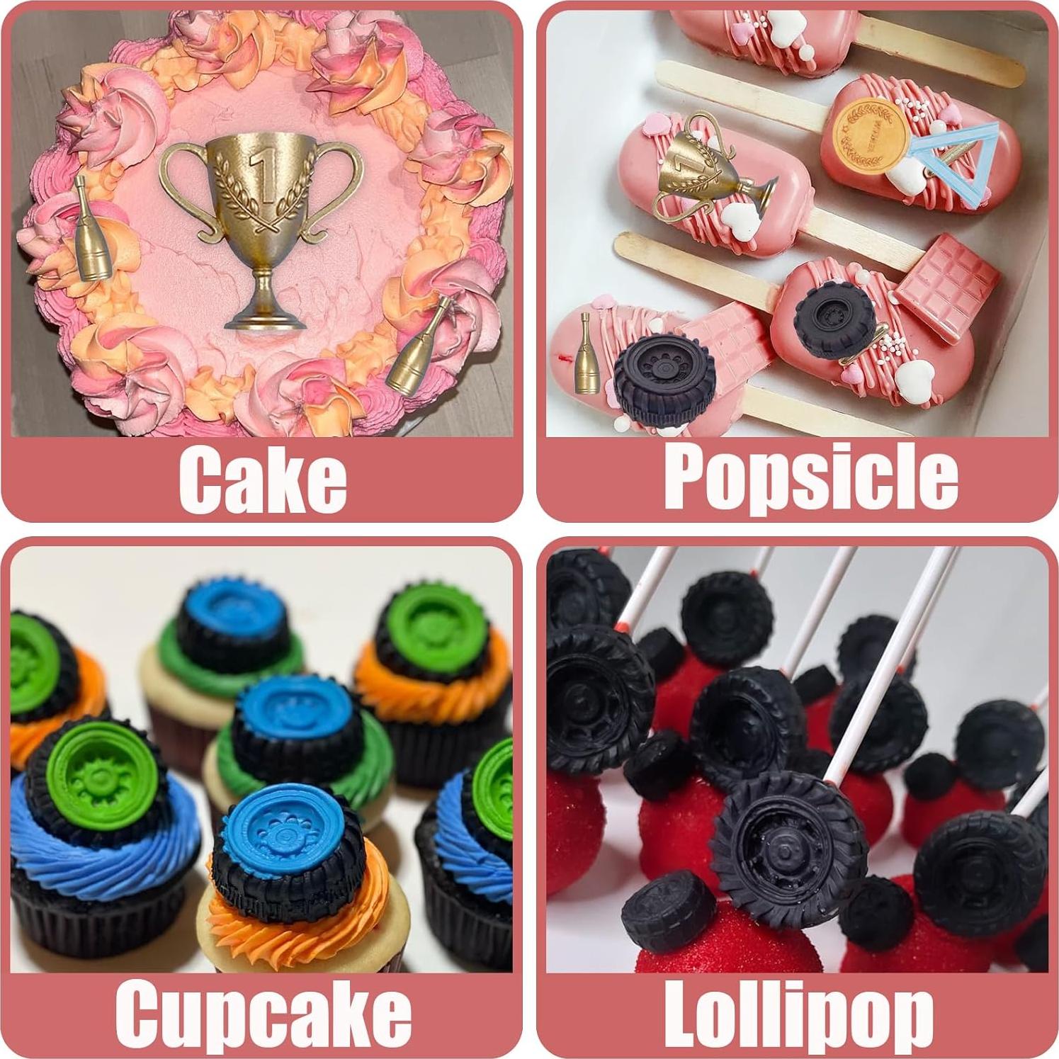 Moldes de Silicona para Pasteles de Coche de Carreras 6 Pcs