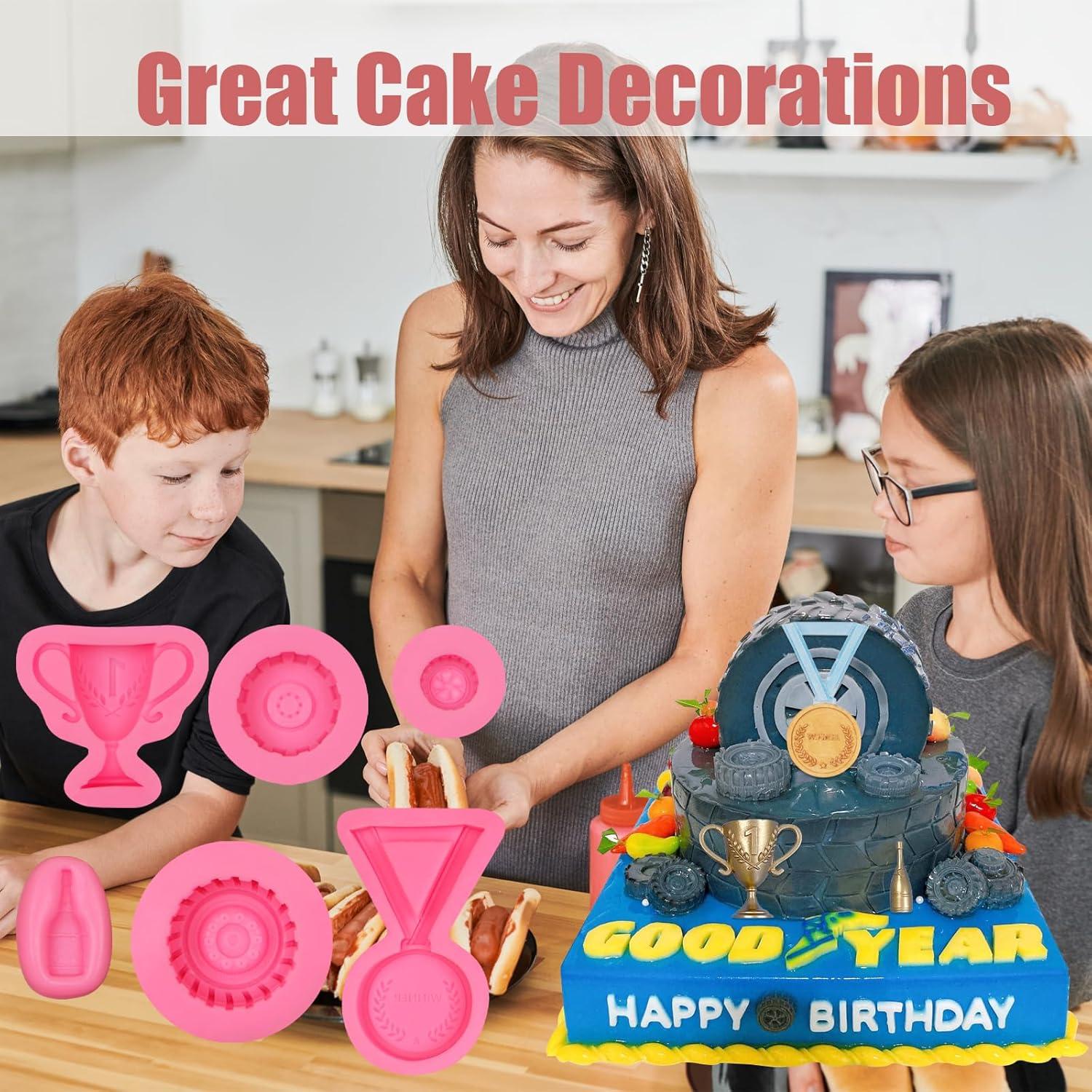 Moldes de Silicona para Pasteles de Coche de Carreras 6 Pcs