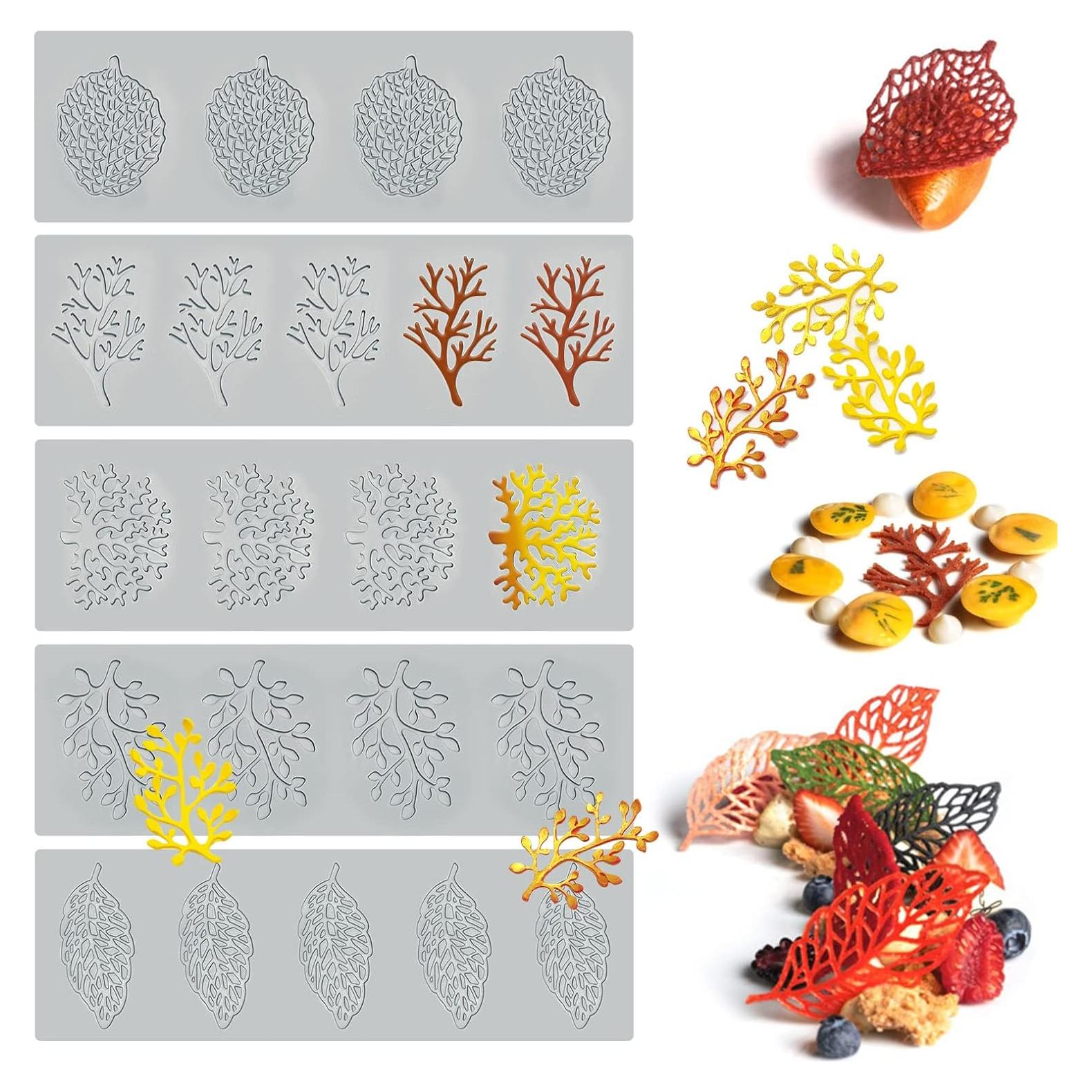 5 Moldes de Silicona para Hornear Hojas SanZaoGang 3D