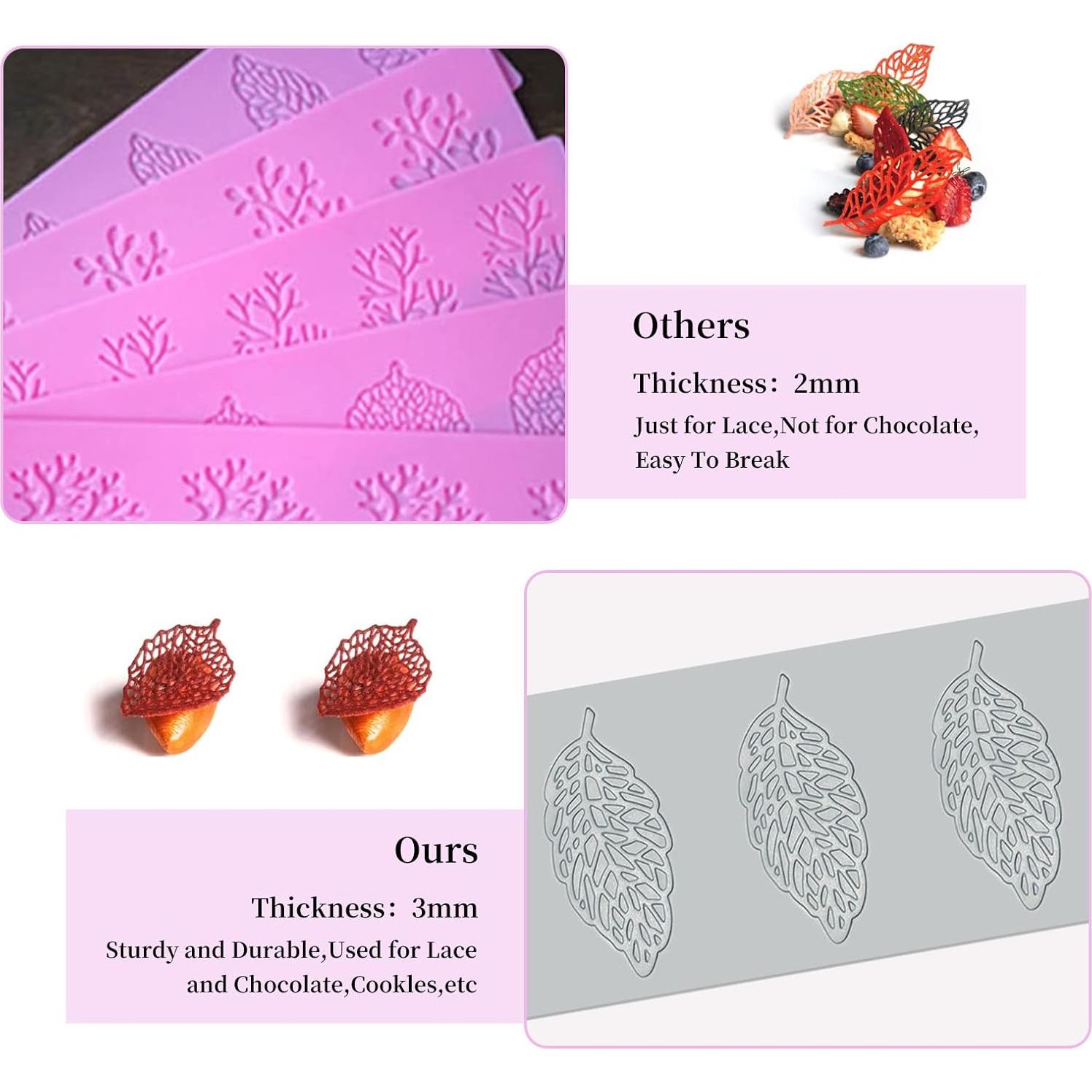 5 Moldes de Silicona para Hornear Hojas SanZaoGang 3D