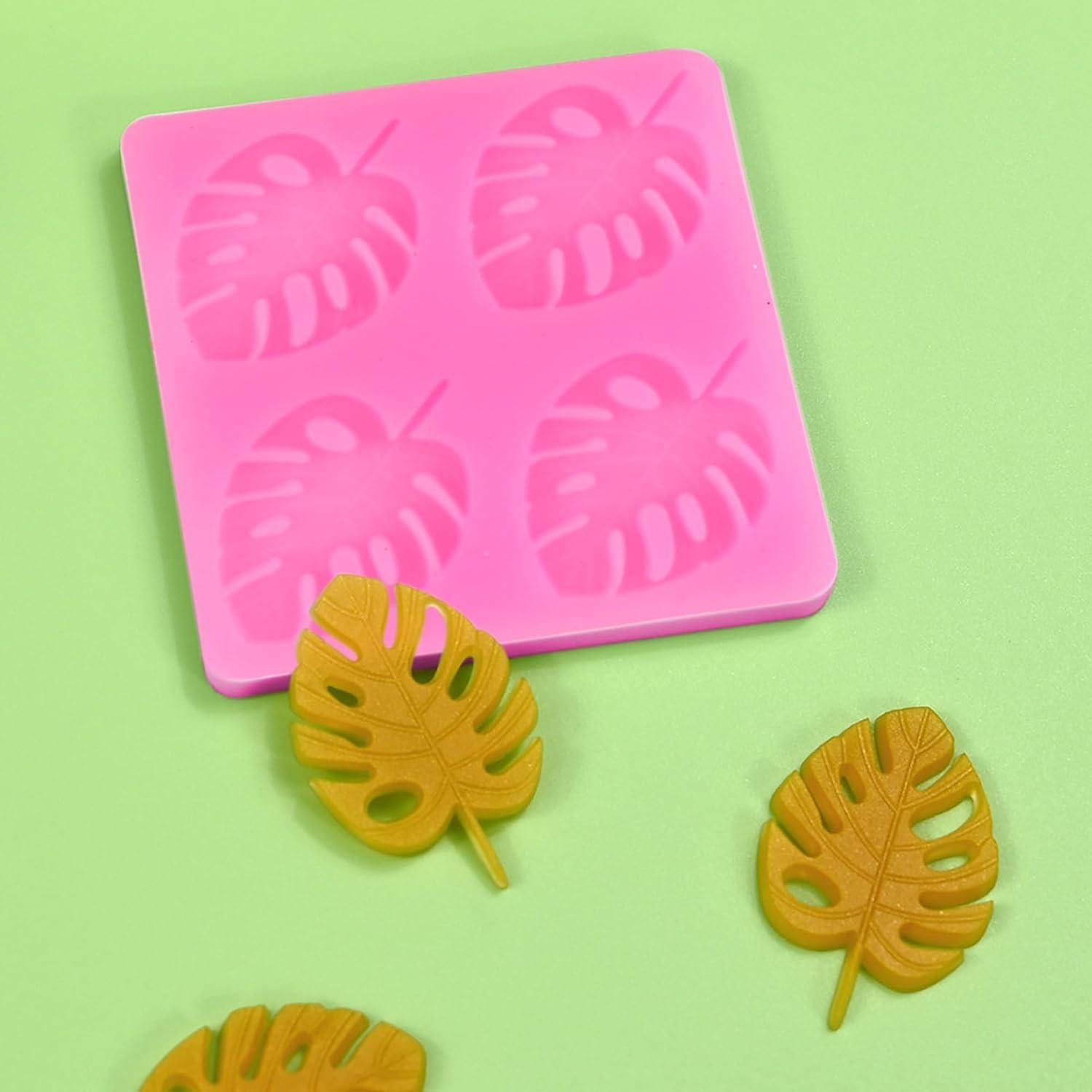 Moldes de Silicona de Hojas Tropicales Ysqool 2 Pcs 6.8 cm