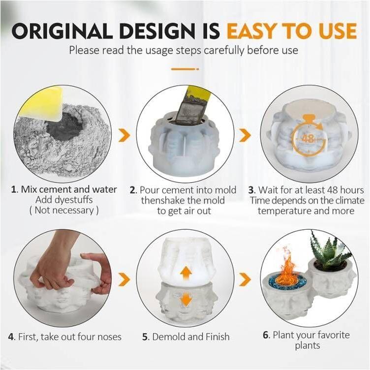 Molde de Maceta de Silicona PSOIRGCNH 19 cm Cara Múltiple