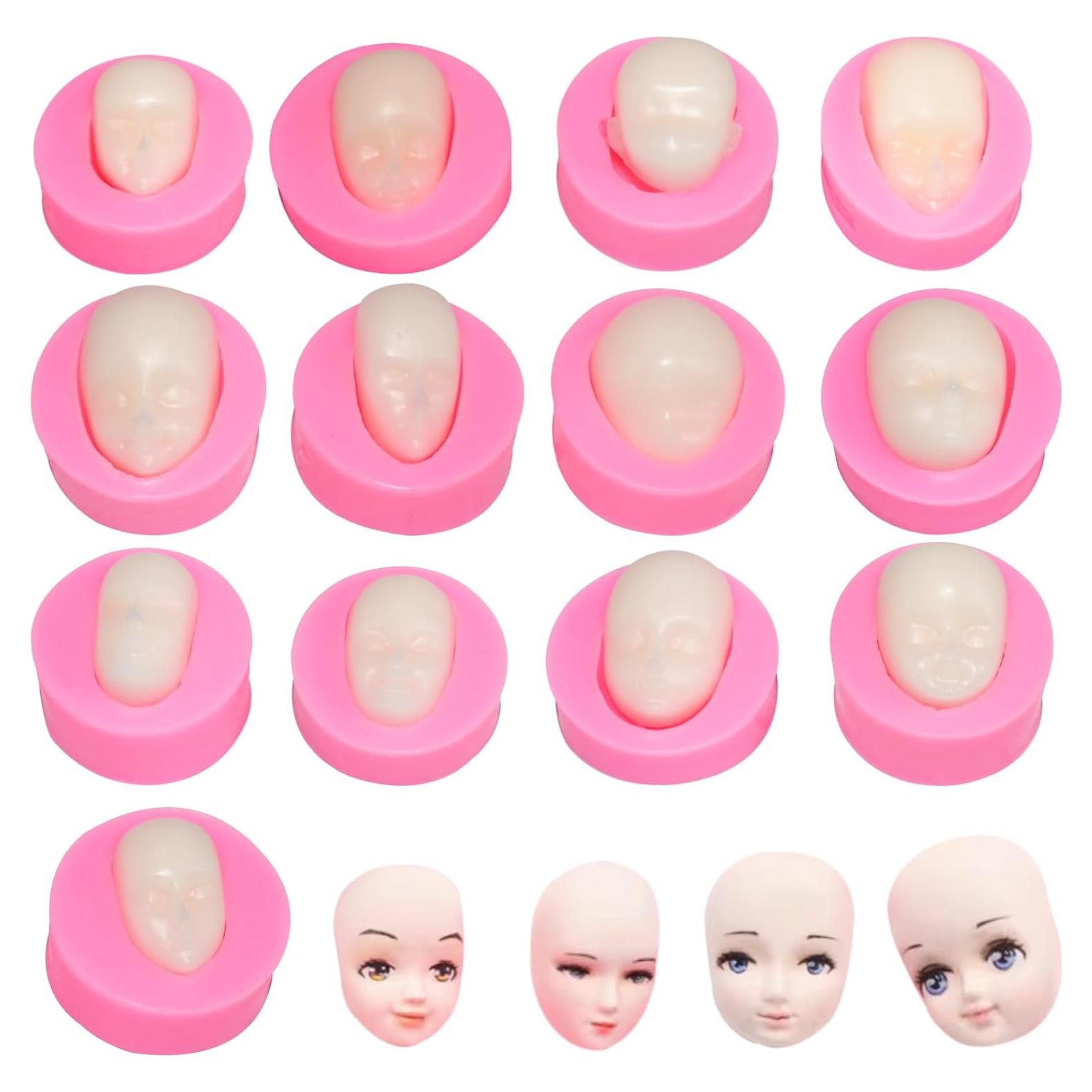 Molde de Silicona Kackaidi 13 Pcs Cara Humana para Fondant