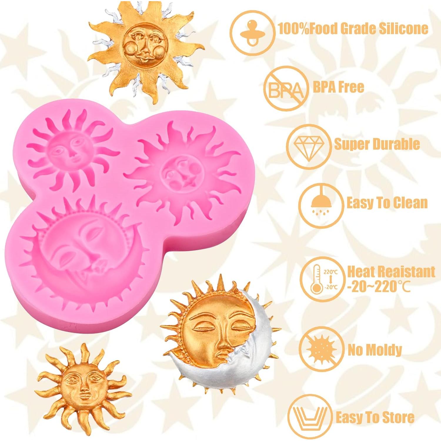 Molde de Silicona para Fondant Sol y Luna Heyiminy Rosa