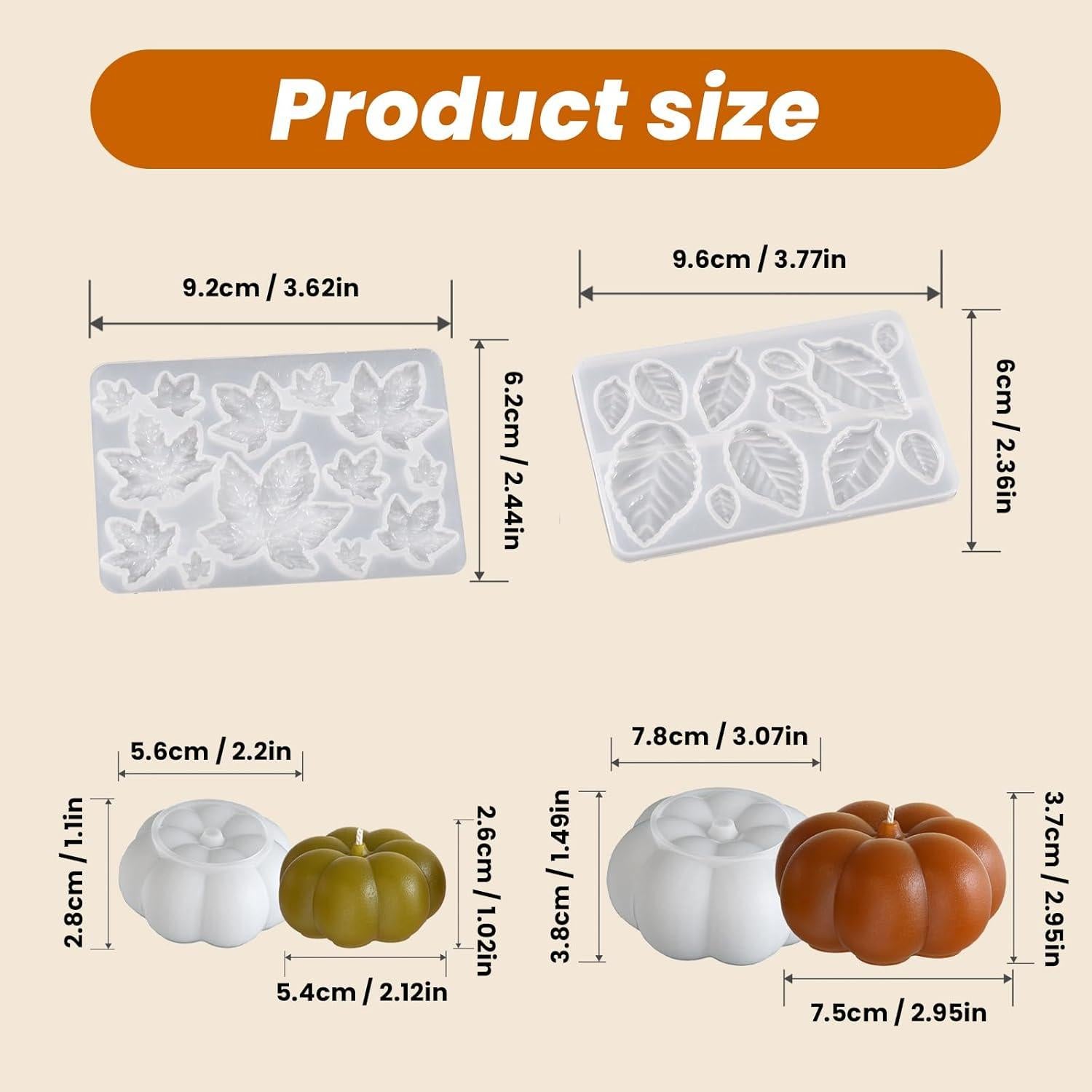 Moldes de Silicona Halloween LZEDIRA 4 Pcs Calabaza y Hoja