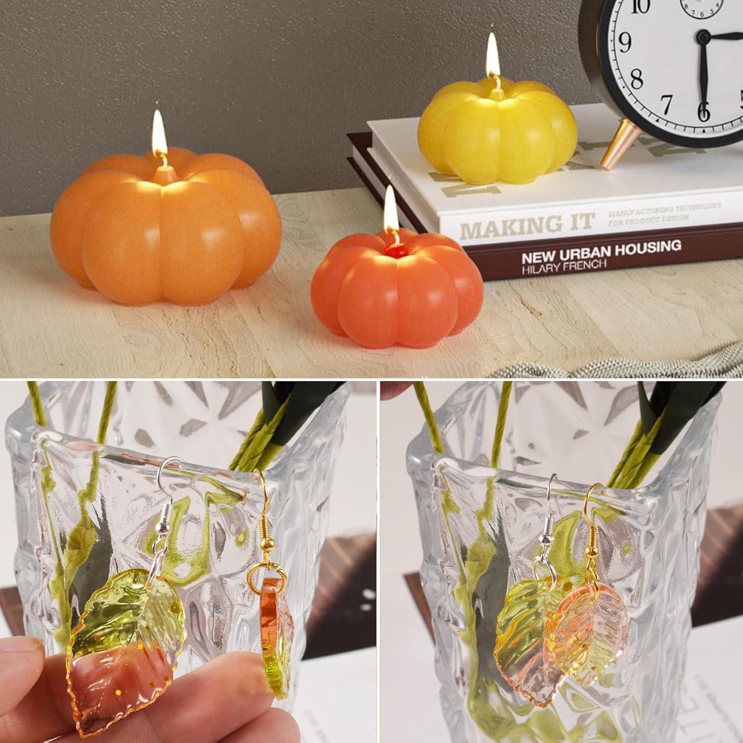 Moldes de Silicona Halloween LZEDIRA 4 Pcs Calabaza y Hoja