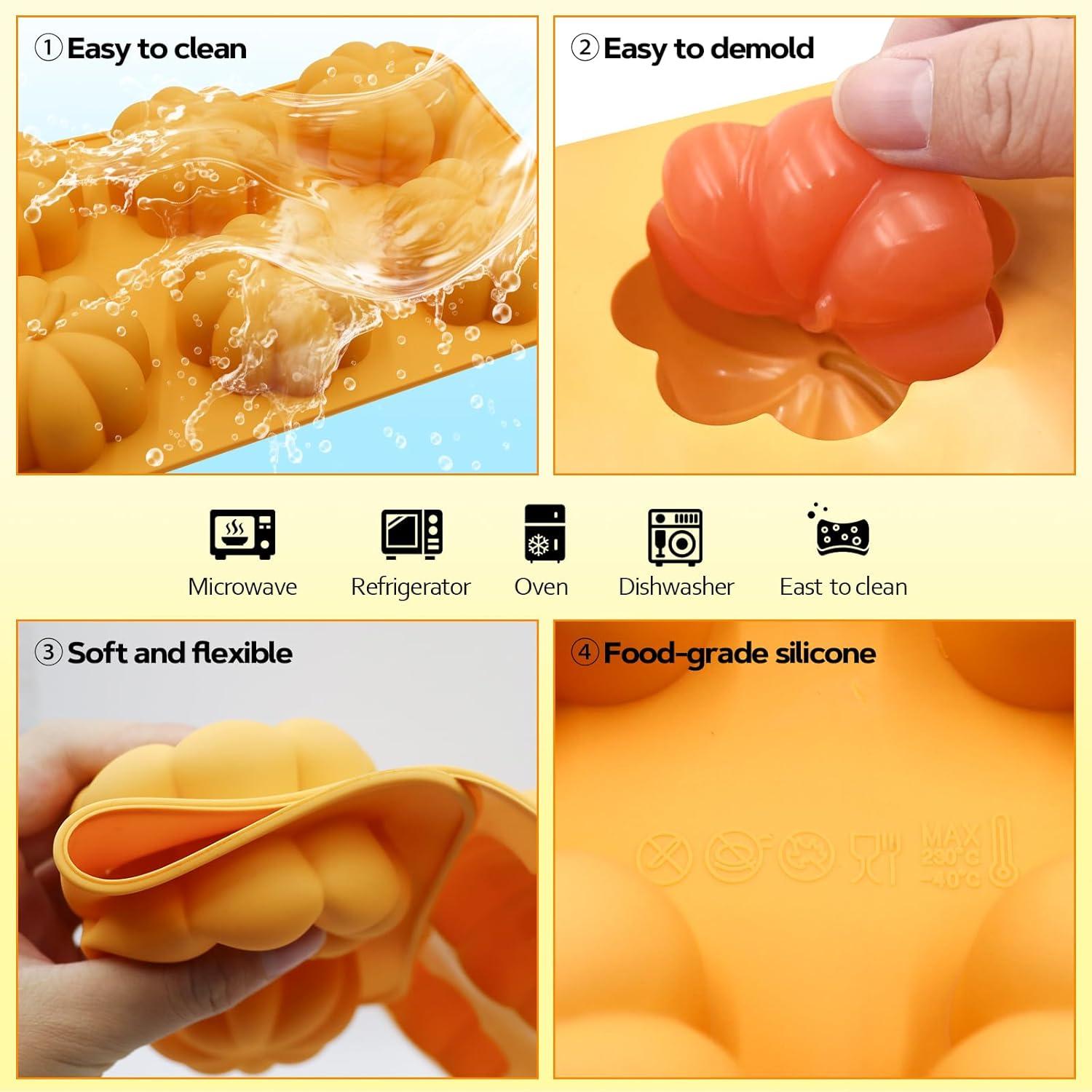 Paquete de 2 Moldes de Silicona de Calabaza Firleayo