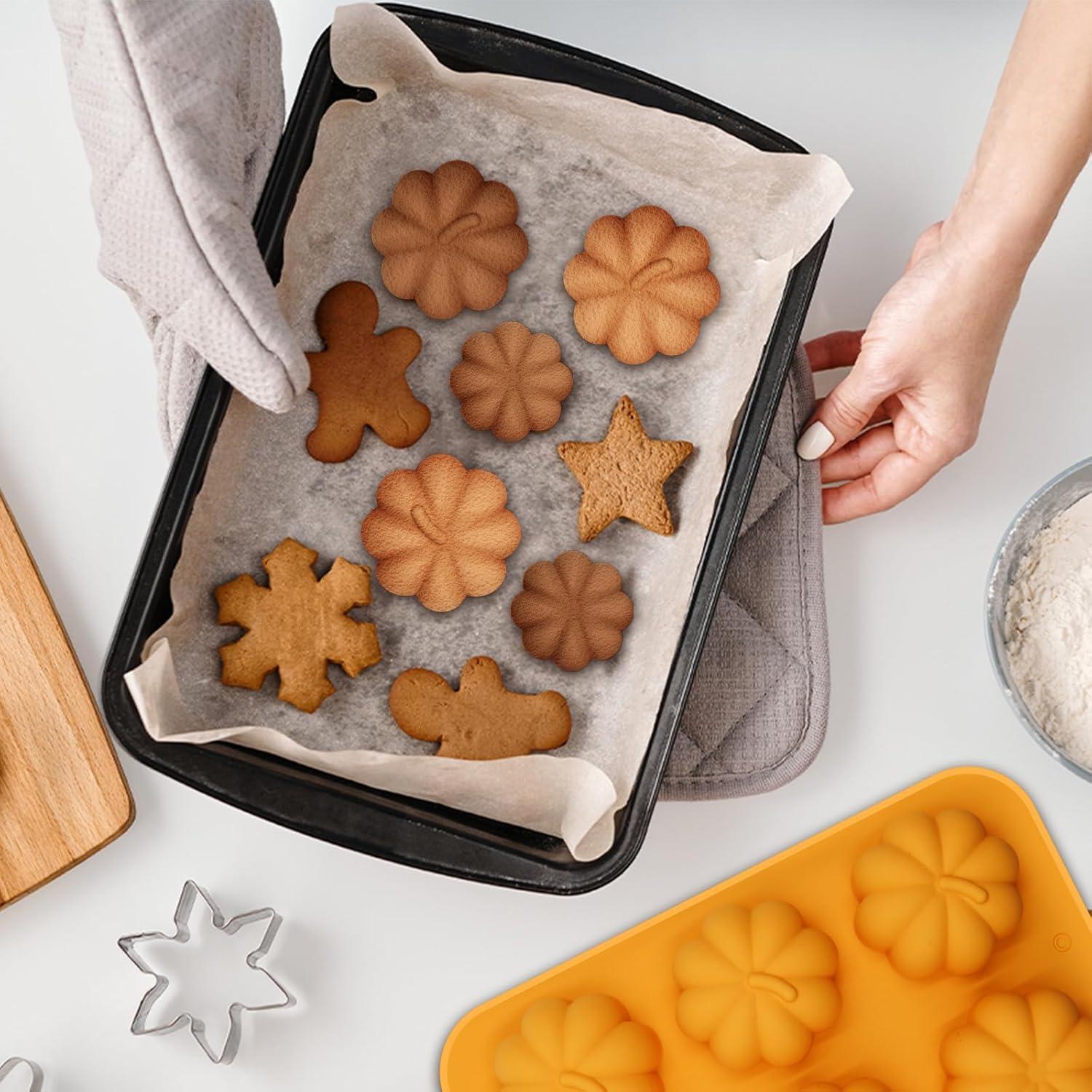 Paquete de 2 Moldes de Silicona de Calabaza Firleayo