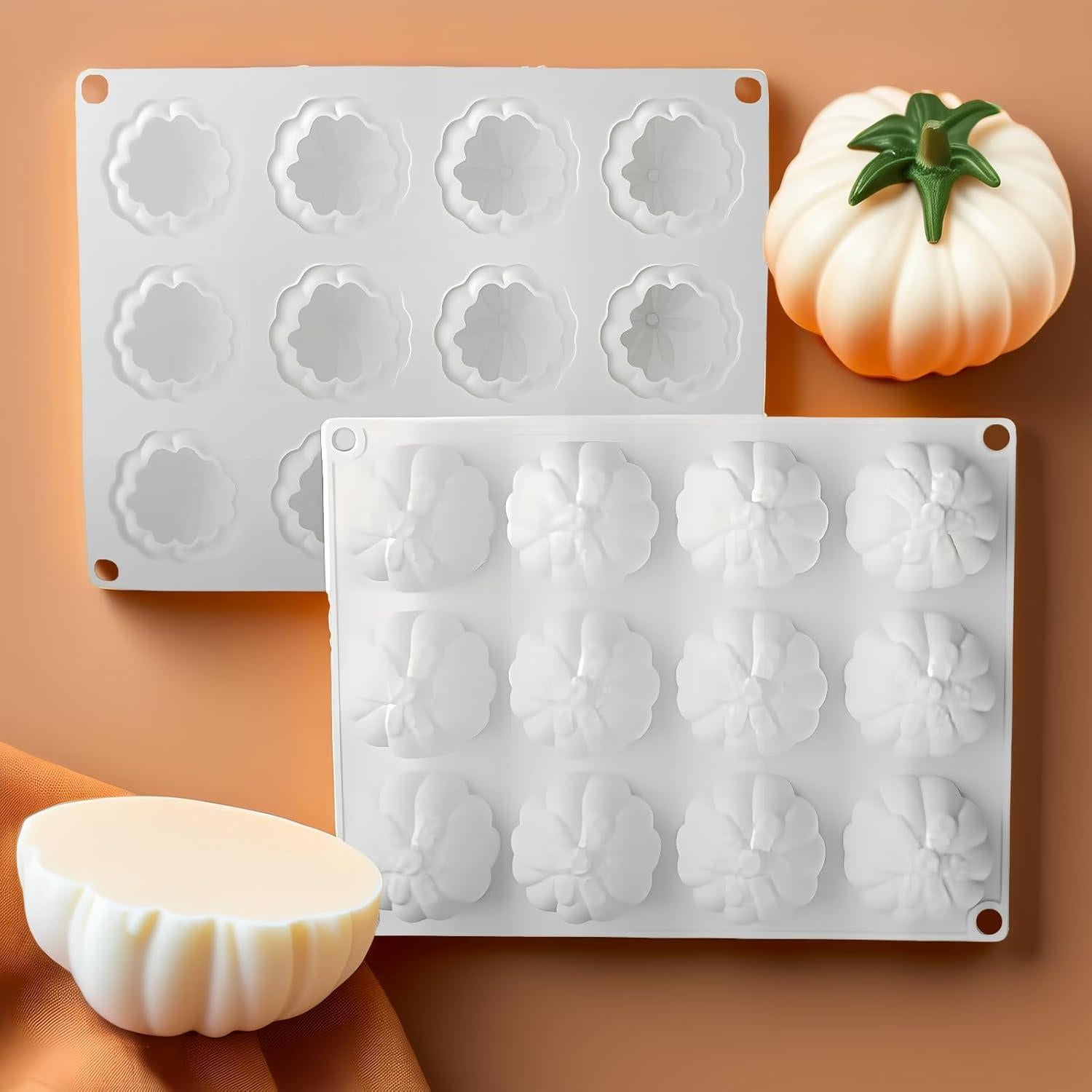 Molde de Silicona 3D Calabaza LLPMutu 12 Cavidades