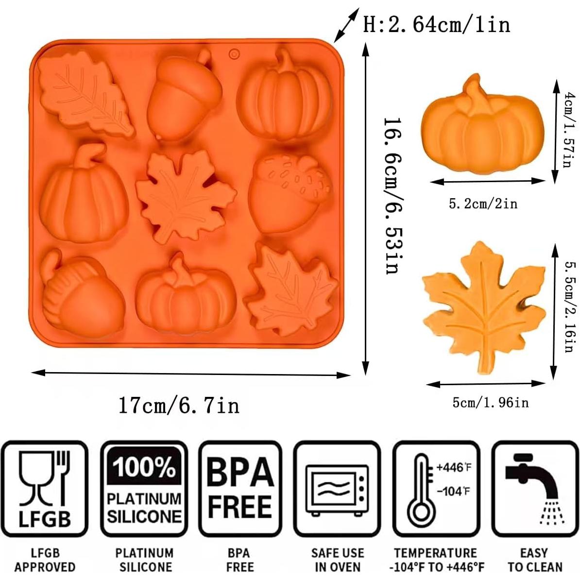 Molde de Silicona de Calabaza 4 Piezas Apiocmy 3D Otoño