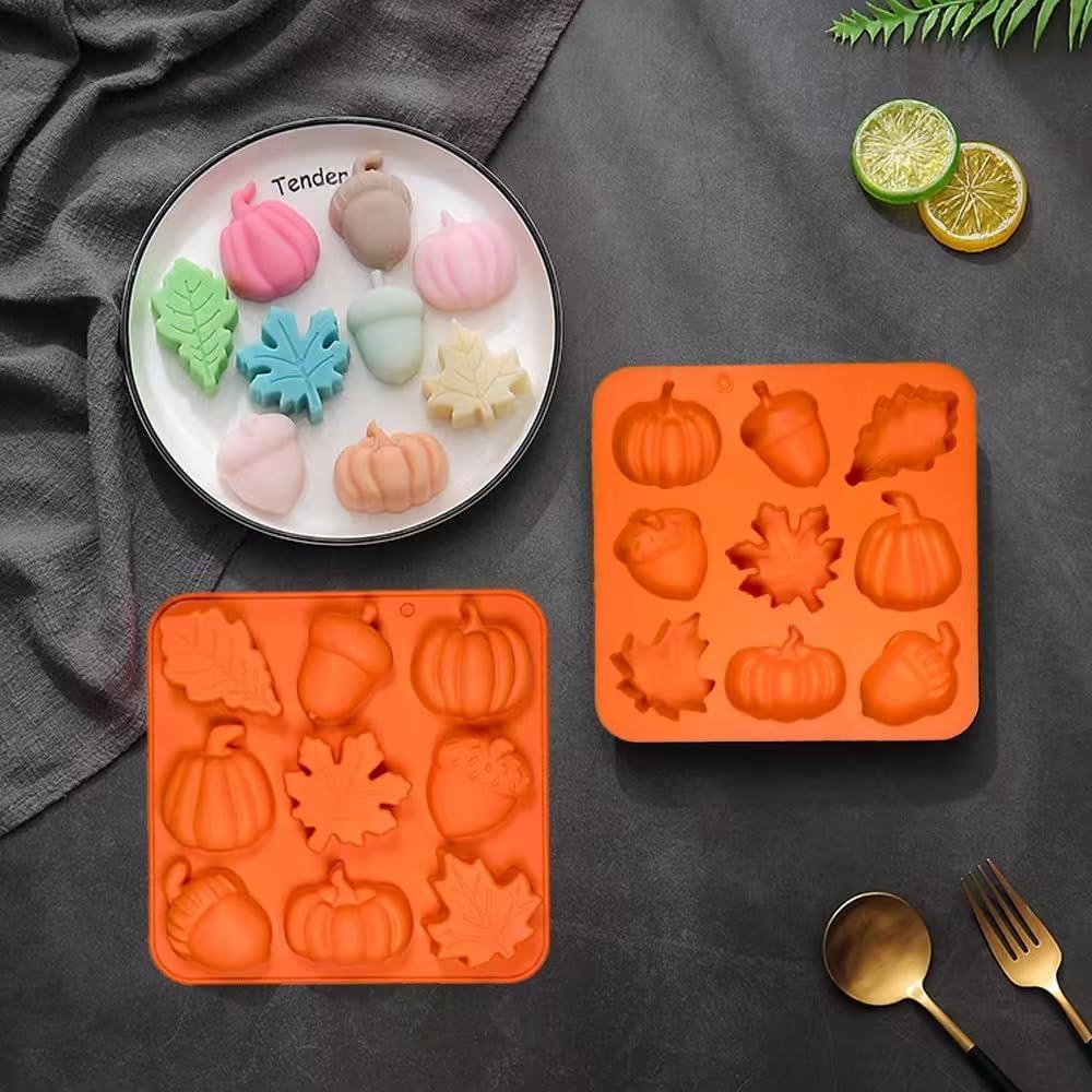 Molde de Silicona de Calabaza 4 Piezas Apiocmy 3D Otoño