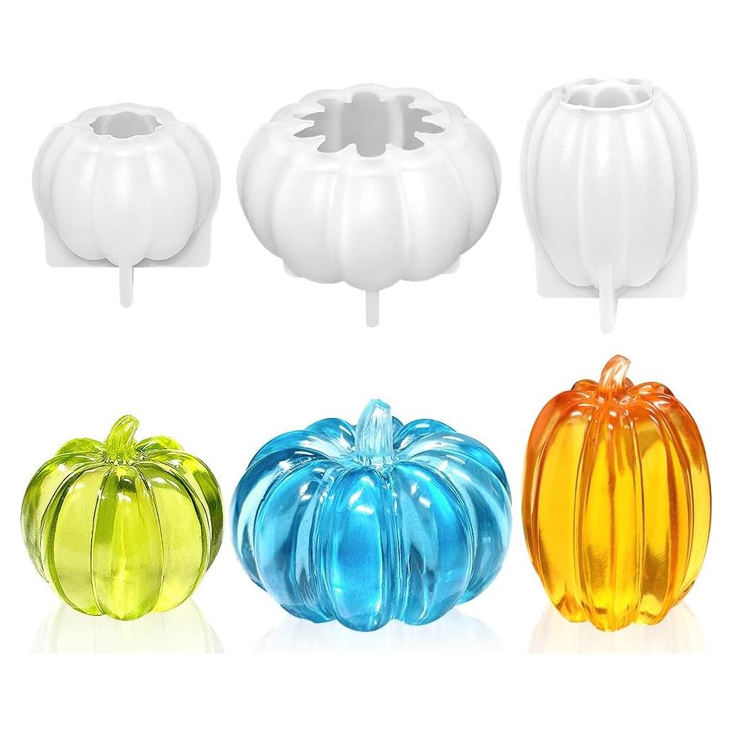 Juego de 3 Moldes de Calabaza 3D ResinWorld - Silicona Flexible
