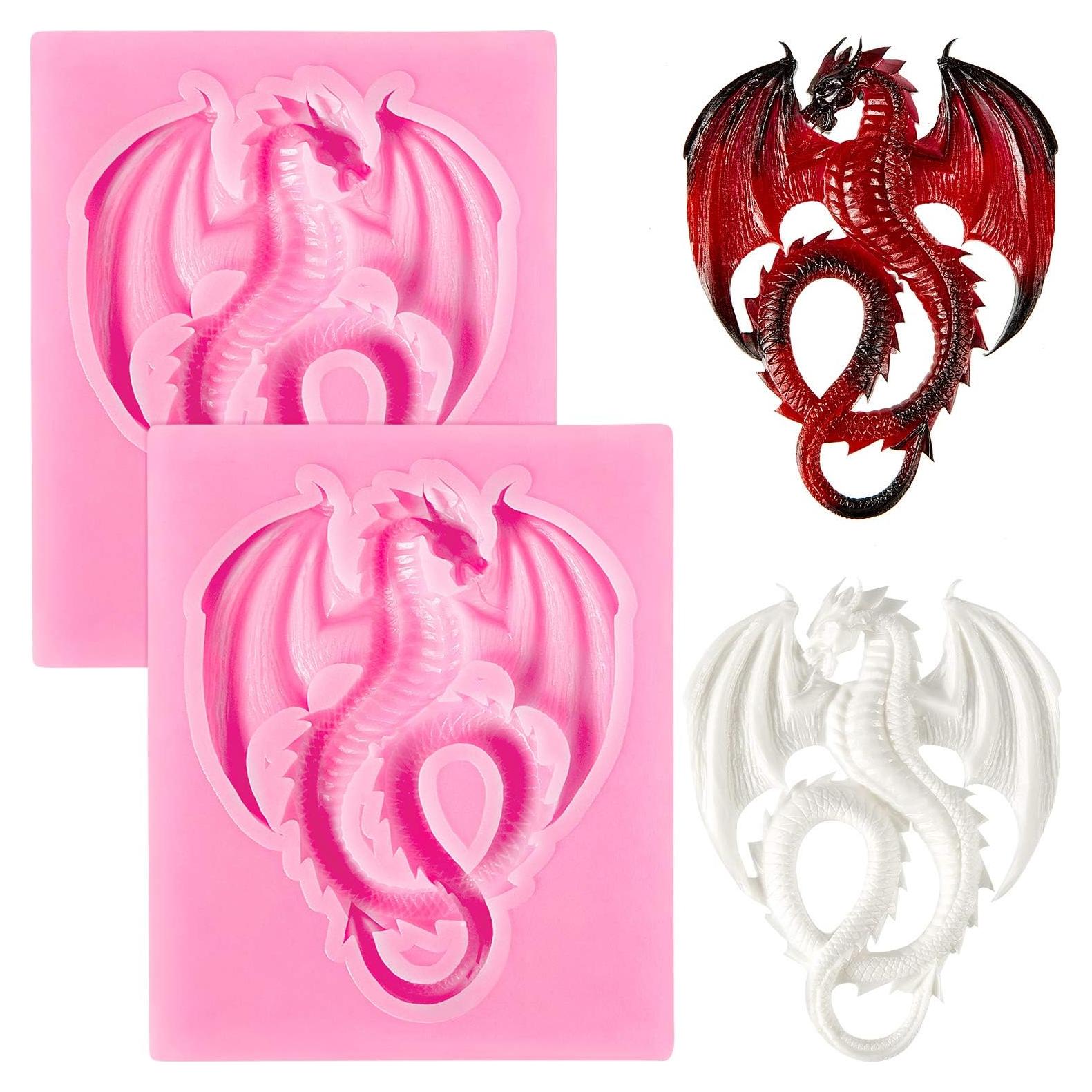 Molde de Silicona Dragón Rosa Boao 2 Piezas Reutilizable