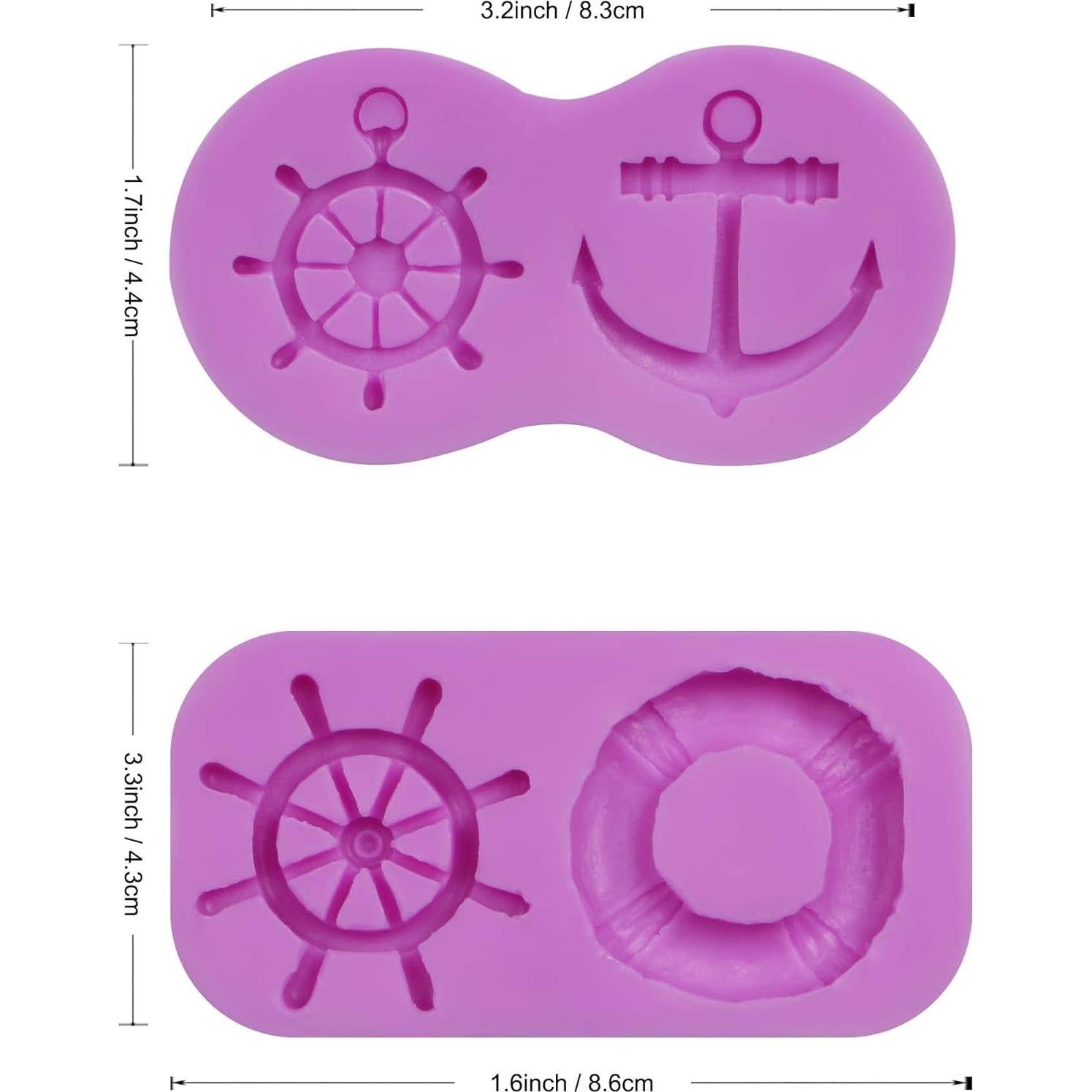 Moldes de Fondant de Silicona Acvcatto Ancla y Timón 2 Piezas