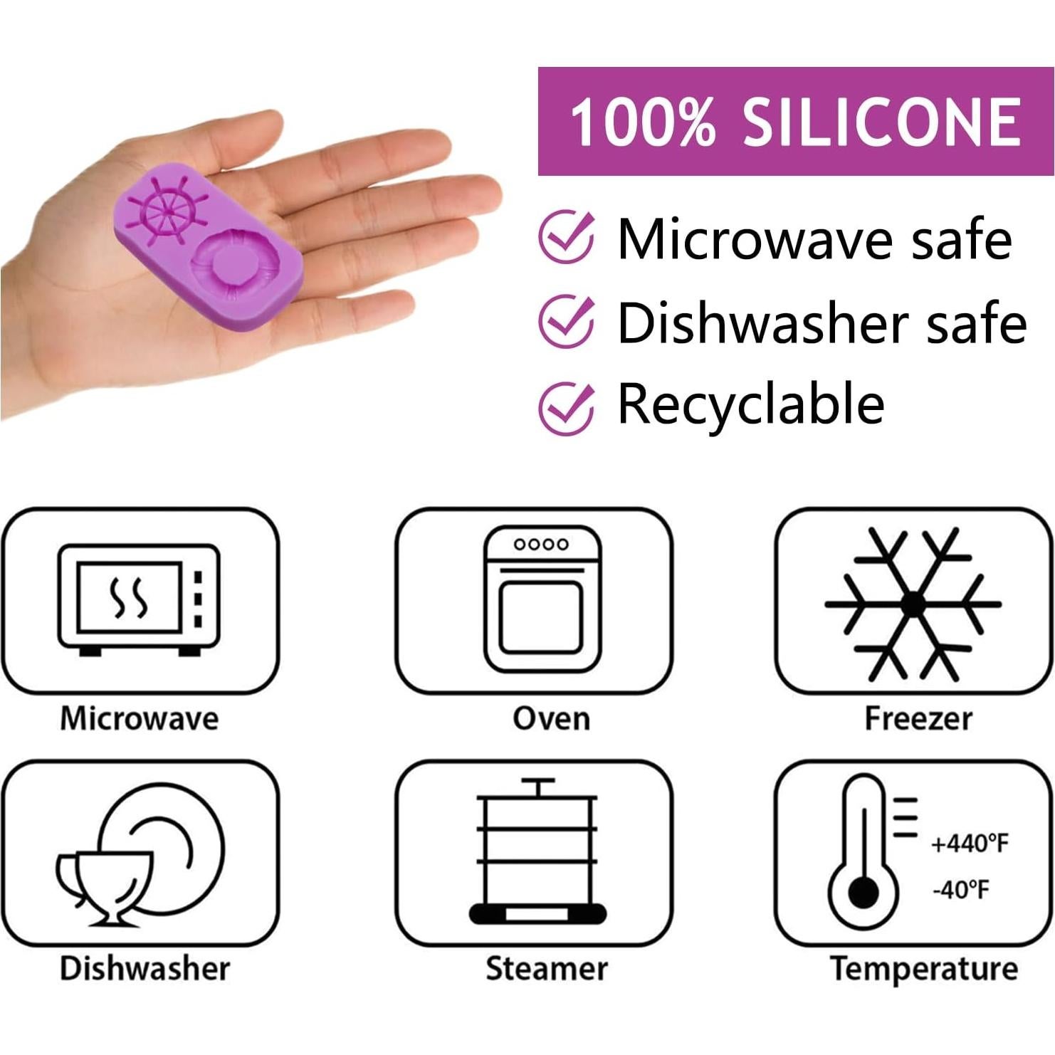 Moldes de Fondant de Silicona Acvcatto Ancla y Timón 2 Piezas