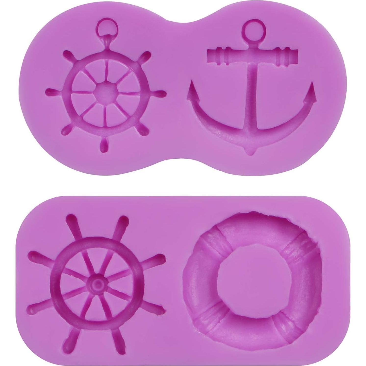 Moldes de Fondant de Silicona Acvcatto Ancla y Timón 2 Piezas