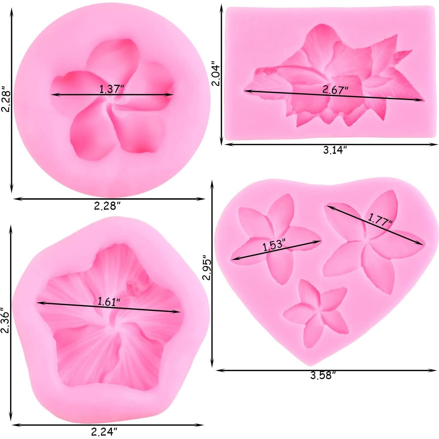 Molde de Silicona de Flores Plumeria y Hibisco ZiXiang - Set de 4