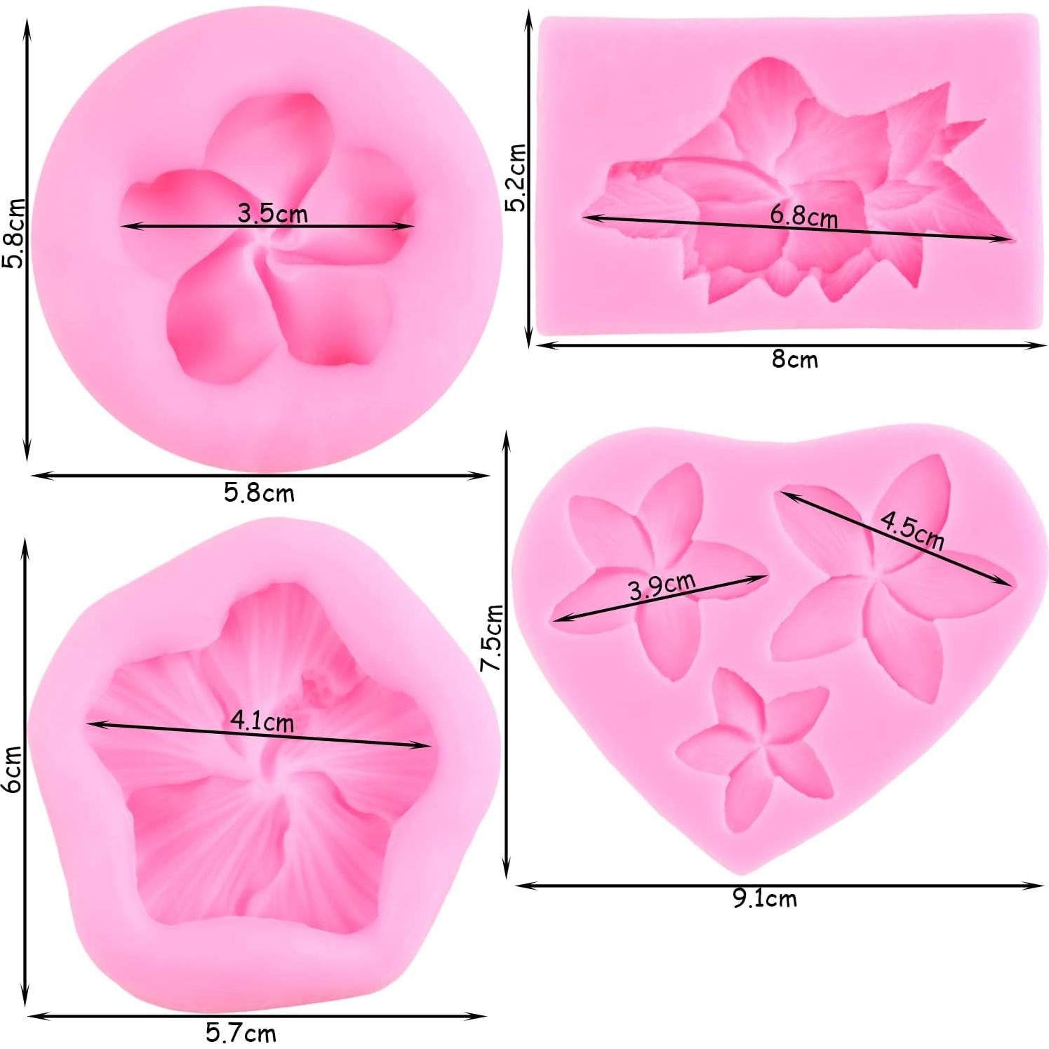 Molde de Silicona de Flores Plumeria y Hibisco ZiXiang - Set de 4