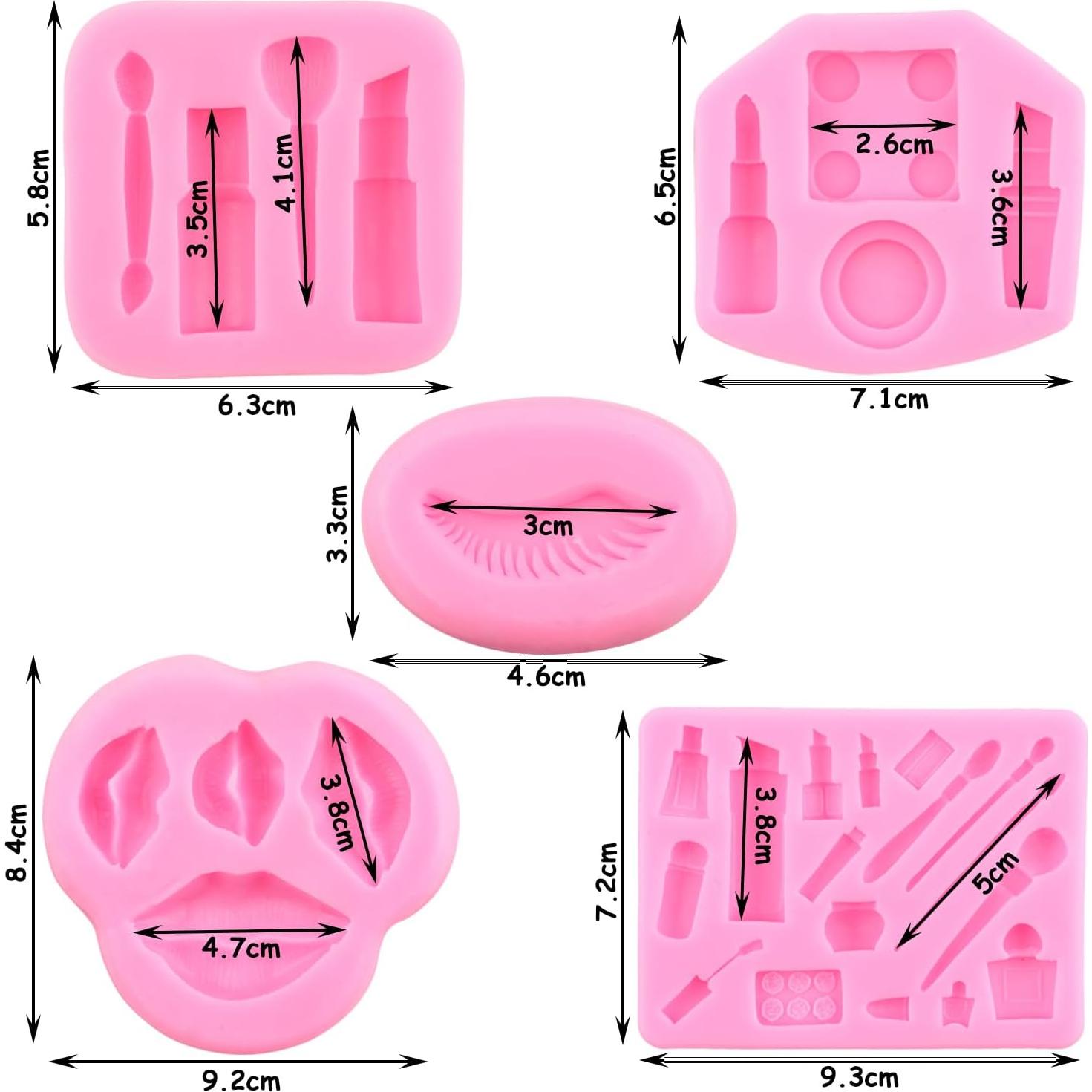 Moldes de Silicona para Pasteles ZiXiang - Tema Maquillaje 5 Piezas