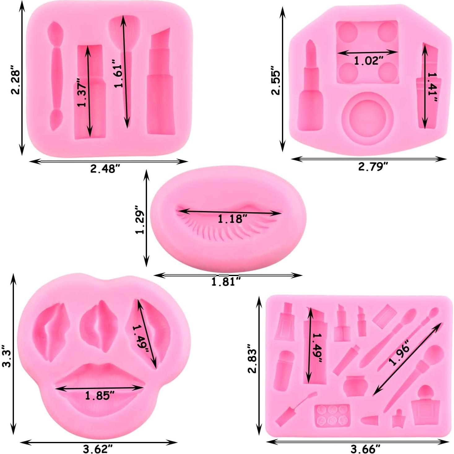 Moldes de Silicona para Pasteles ZiXiang - Tema Maquillaje 5 Piezas