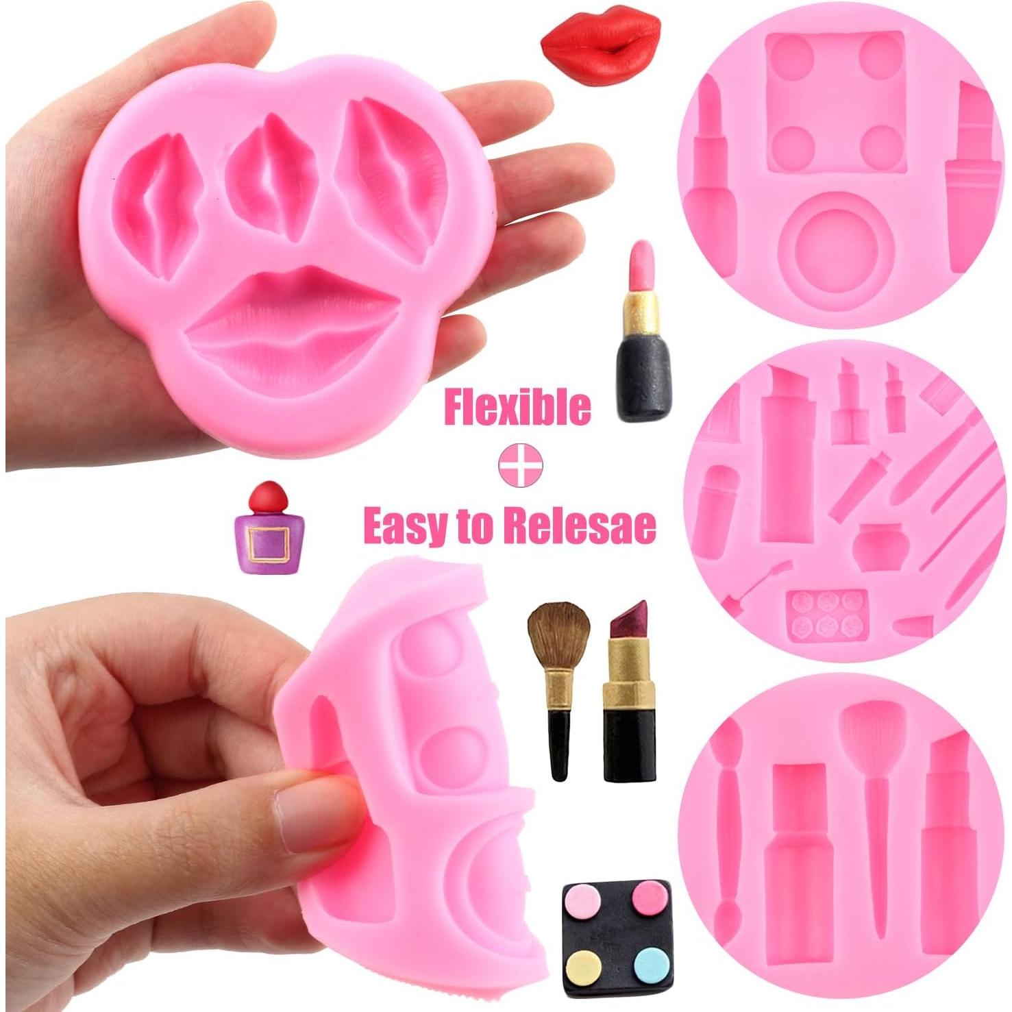 Moldes de Silicona para Pasteles ZiXiang - Tema Maquillaje 5 Piezas