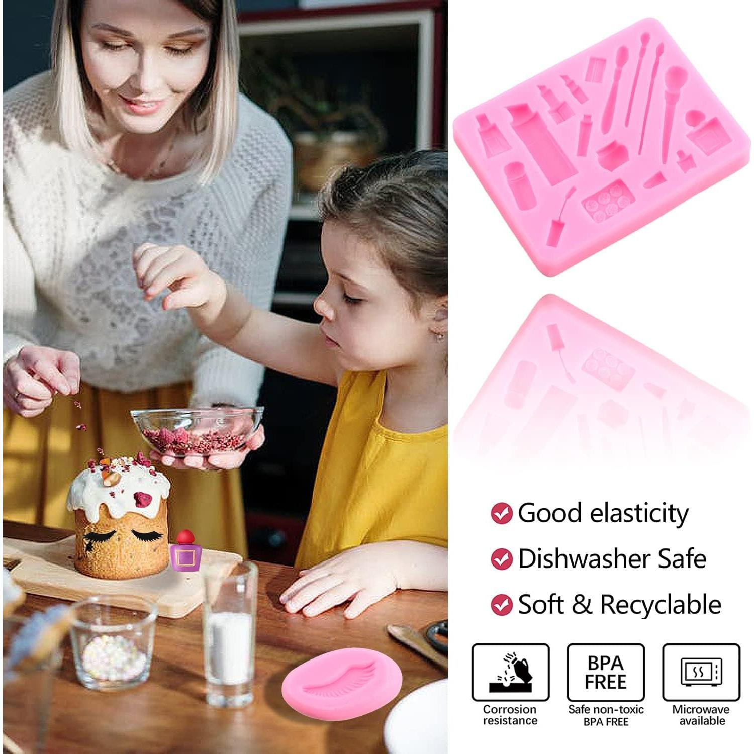 Moldes de Silicona para Pasteles ZiXiang - Tema Maquillaje 5 Piezas