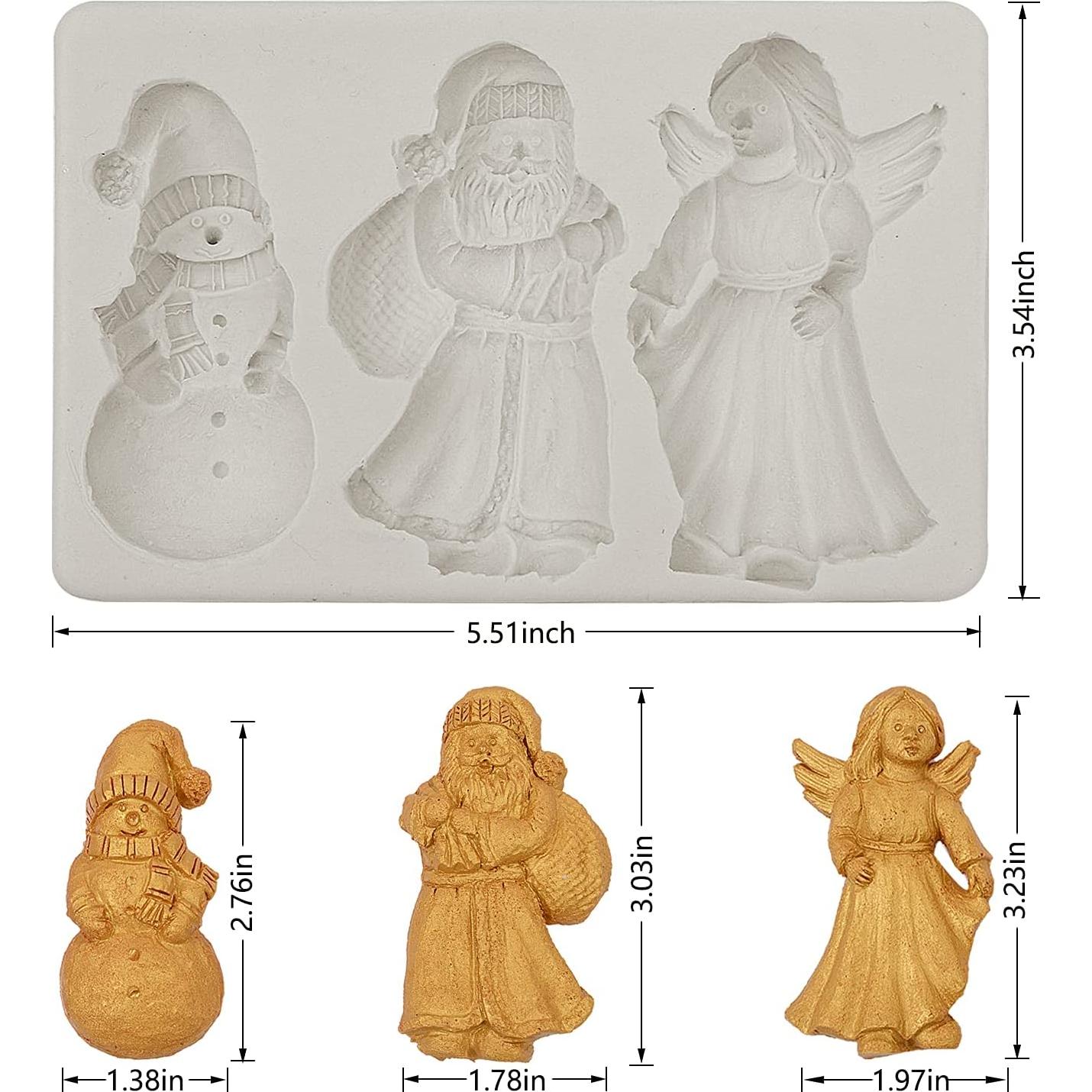 Molde de Silicona para Fondant Navidad Muyulin - Santa, Ángel, Muñeco de Nieve