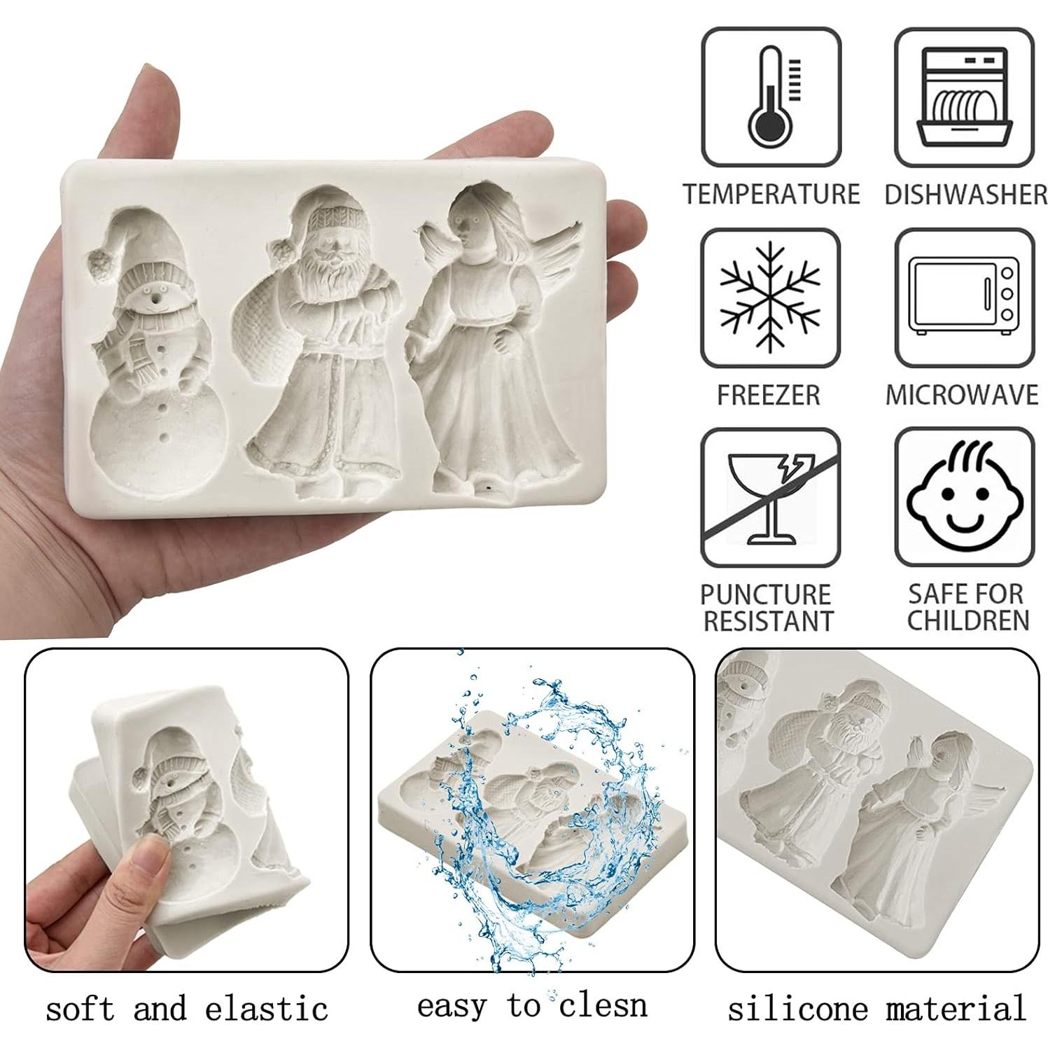 Molde de Silicona para Fondant Navidad Muyulin - Santa, Ángel, Muñeco de Nieve