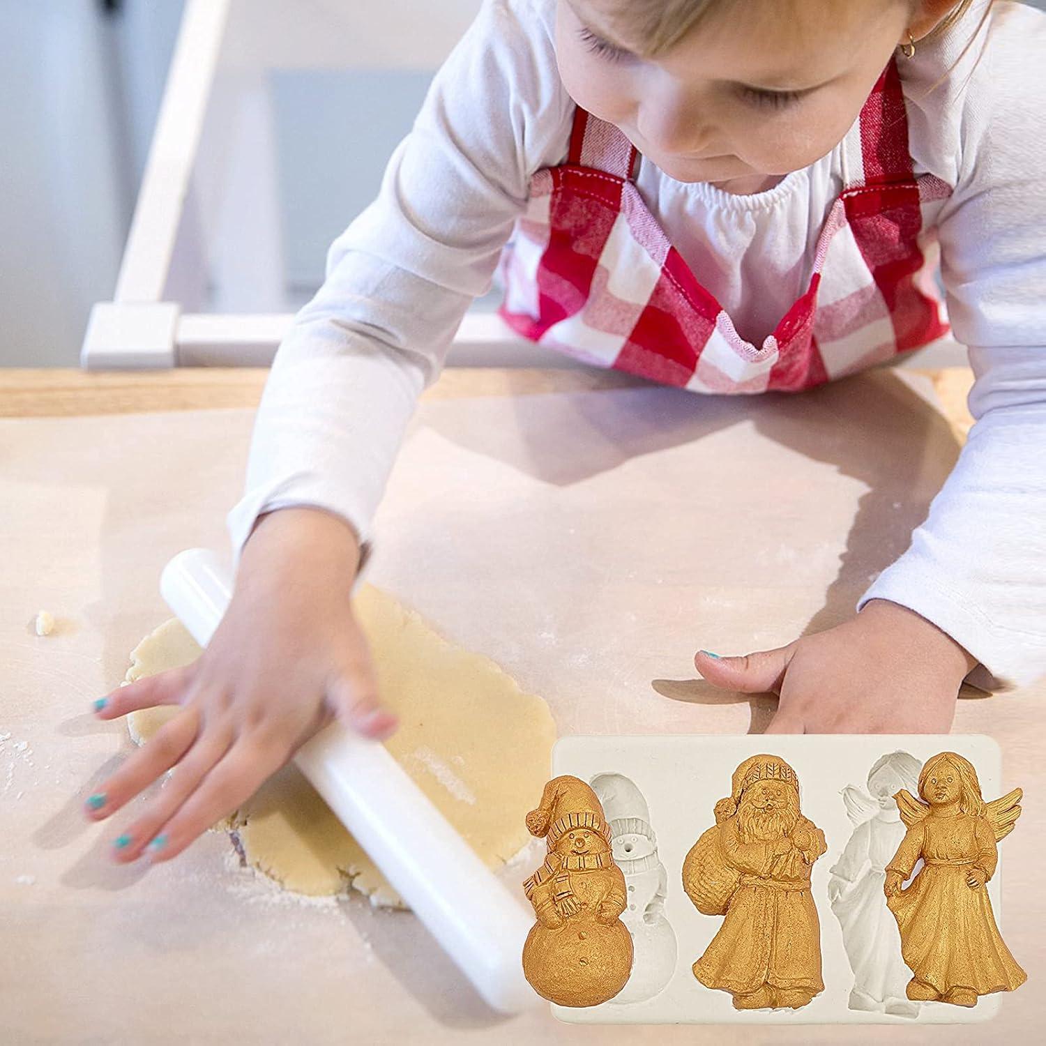 Molde de Silicona para Fondant Navidad Muyulin - Santa, Ángel, Muñeco de Nieve