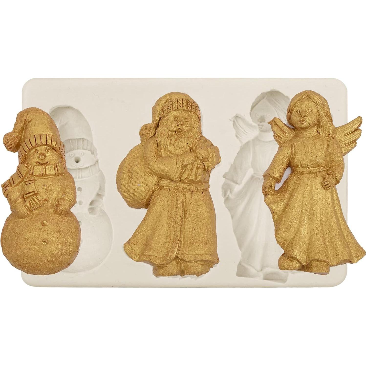 Molde de Silicona para Fondant Navidad Muyulin - Santa, Ángel, Muñeco de Nieve