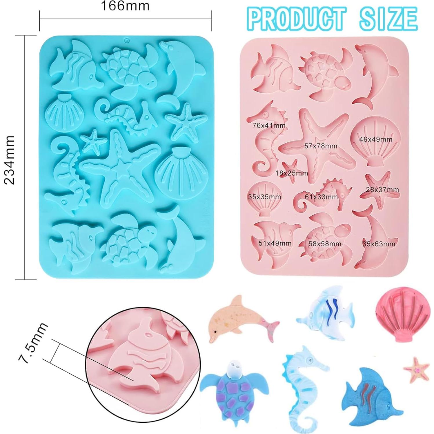 Juego de 3 Moldes de Silicona OMDBAGD para Hornear Animales Marinos