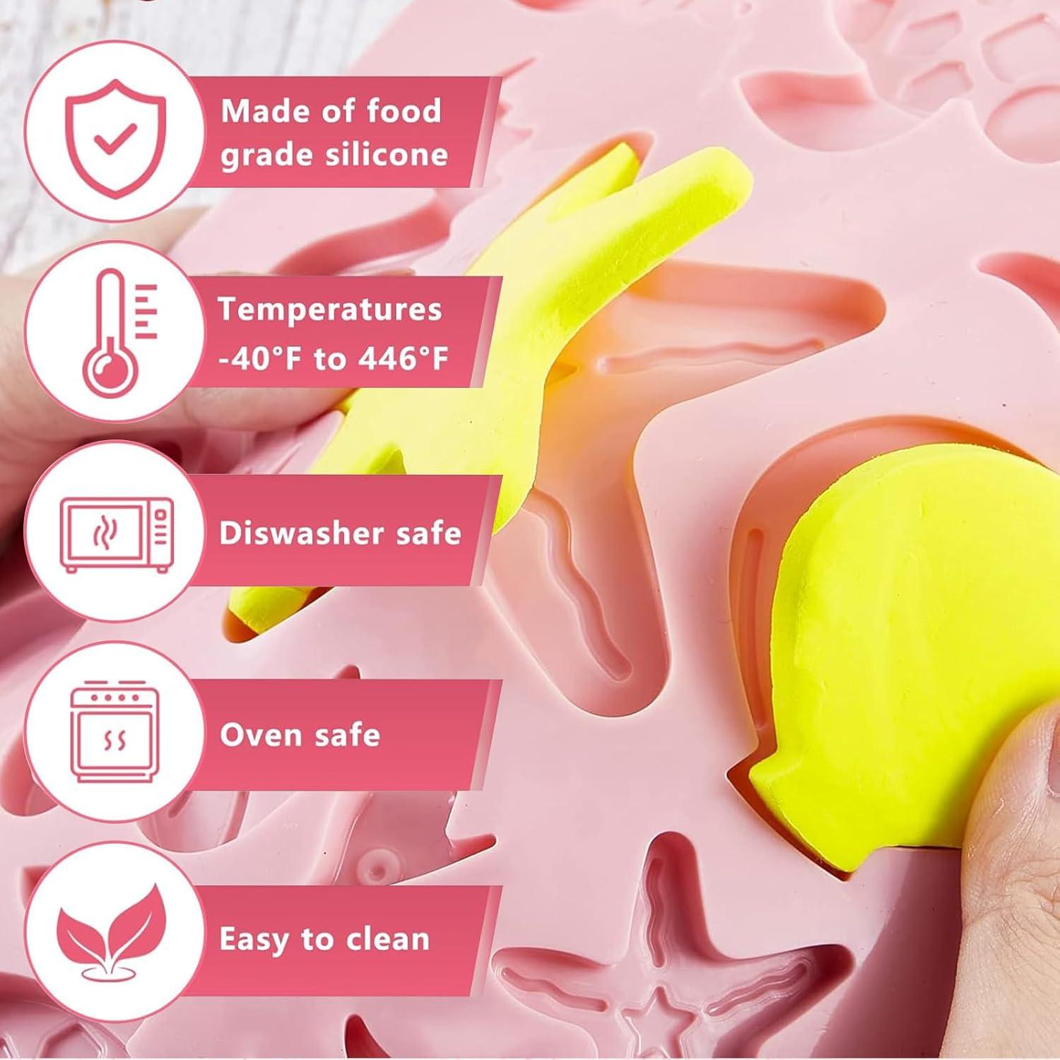 Juego de 3 Moldes de Silicona OMDBAGD para Hornear Animales Marinos