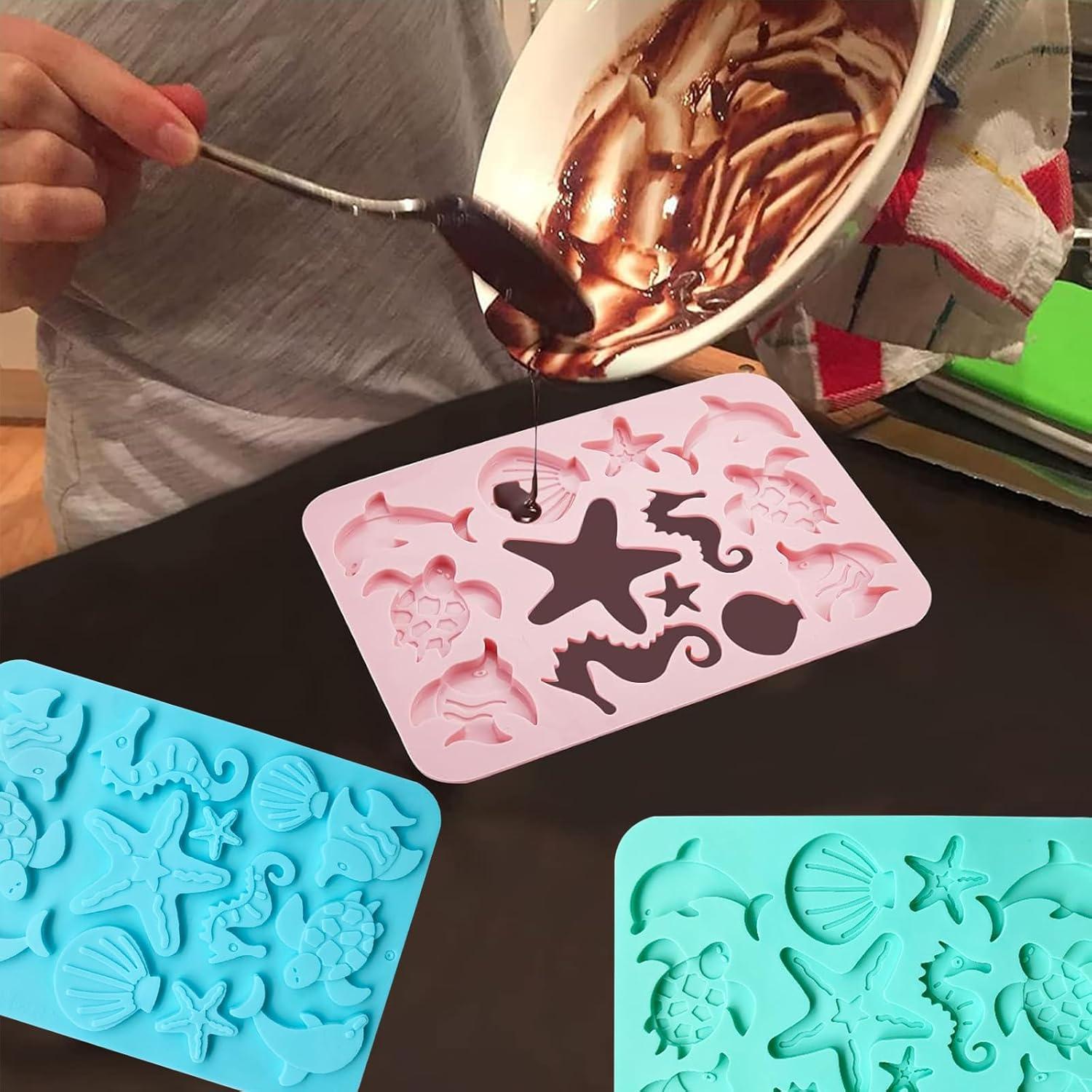 Juego de 3 Moldes de Silicona OMDBAGD para Hornear Animales Marinos