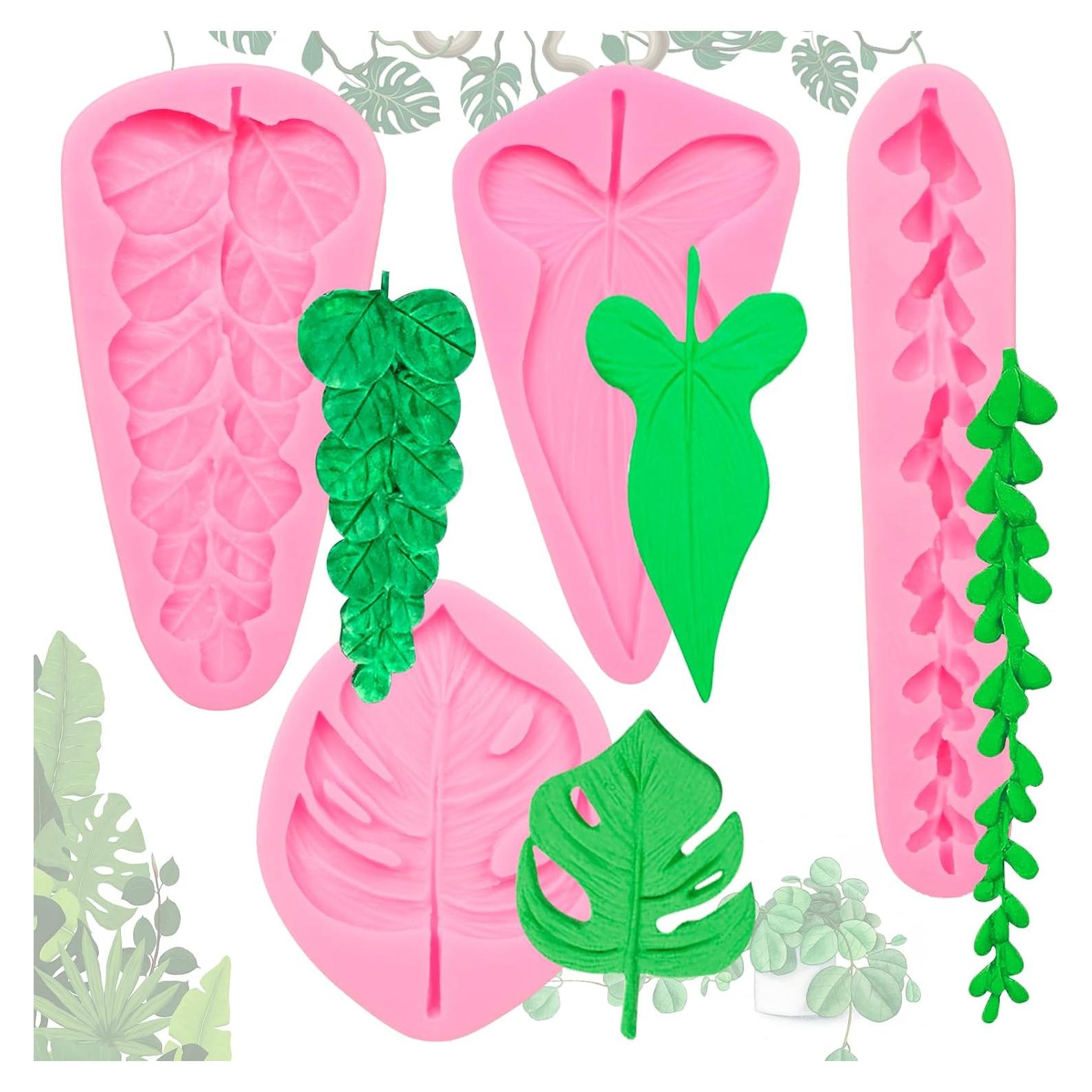 Moldes de Silicona para Fondant LCcakem - 4 Hojas Suculentas