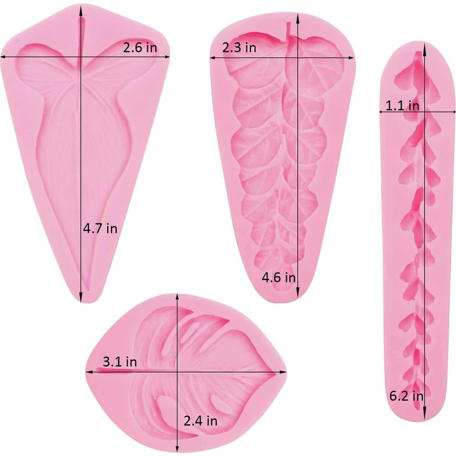 Moldes de Silicona para Fondant LCcakem - 4 Hojas Suculentas