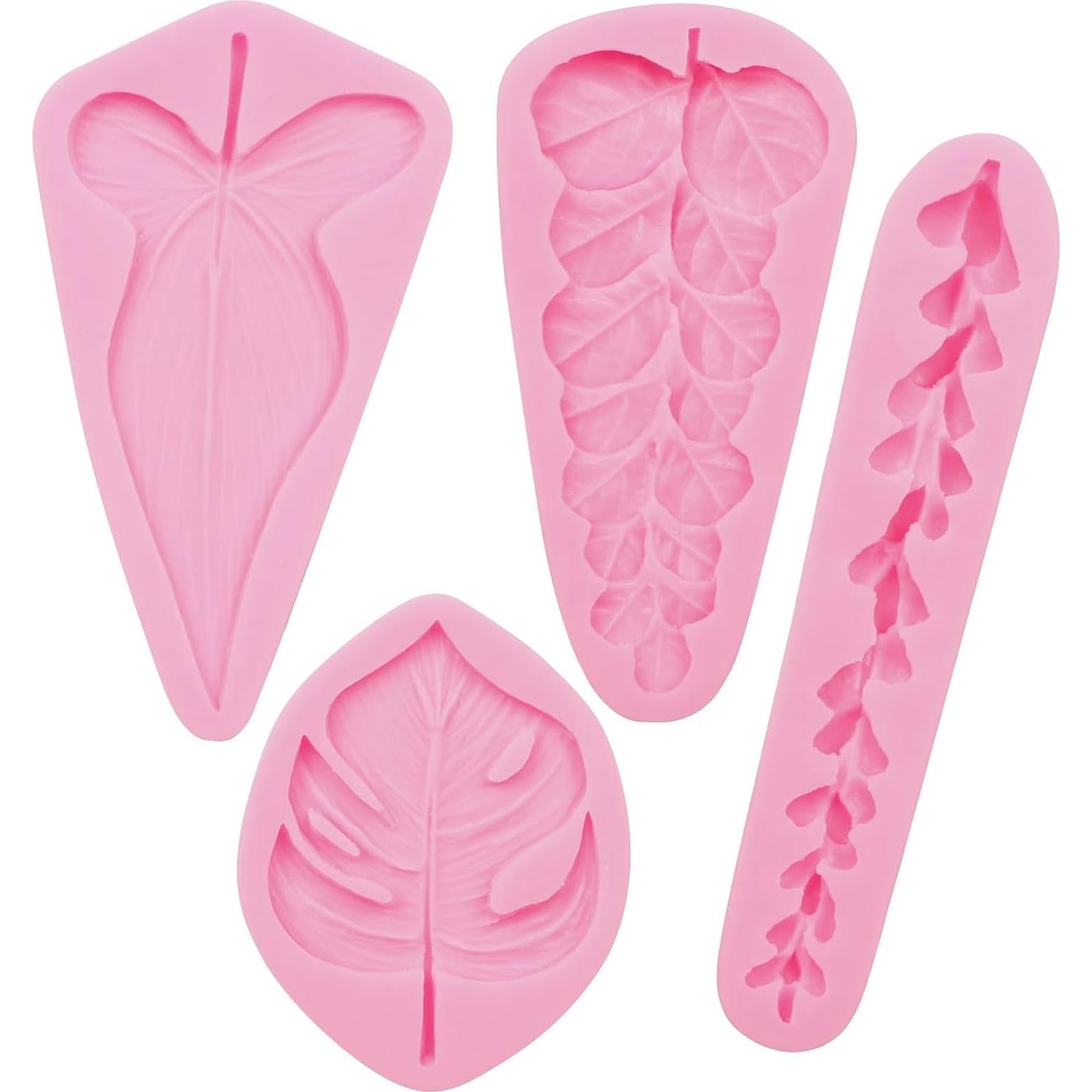 Moldes de Silicona para Fondant LCcakem - 4 Hojas Suculentas