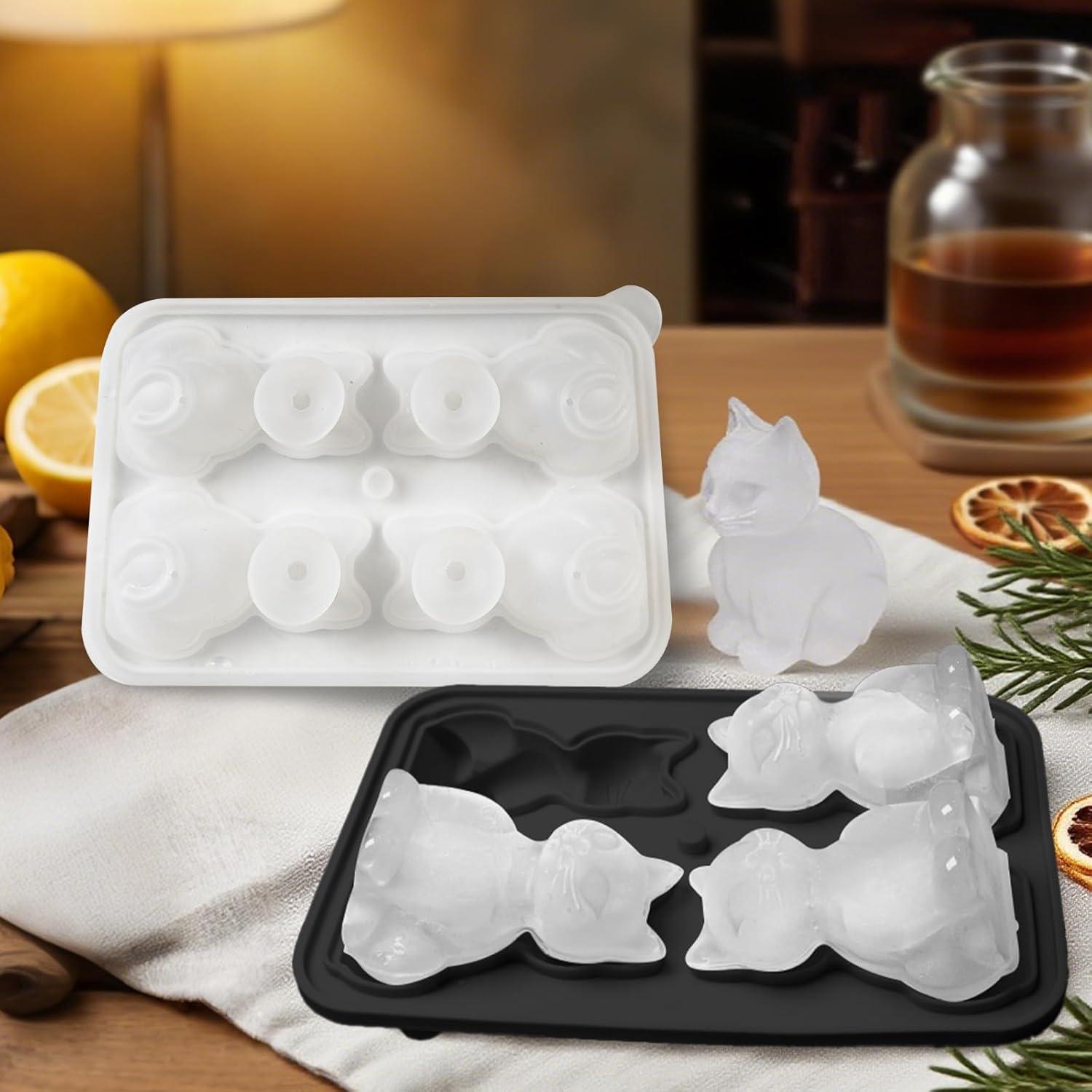 Molde de Hielo en Silicona Gato 3D BOBORedjia - 18.5x10.8 cm