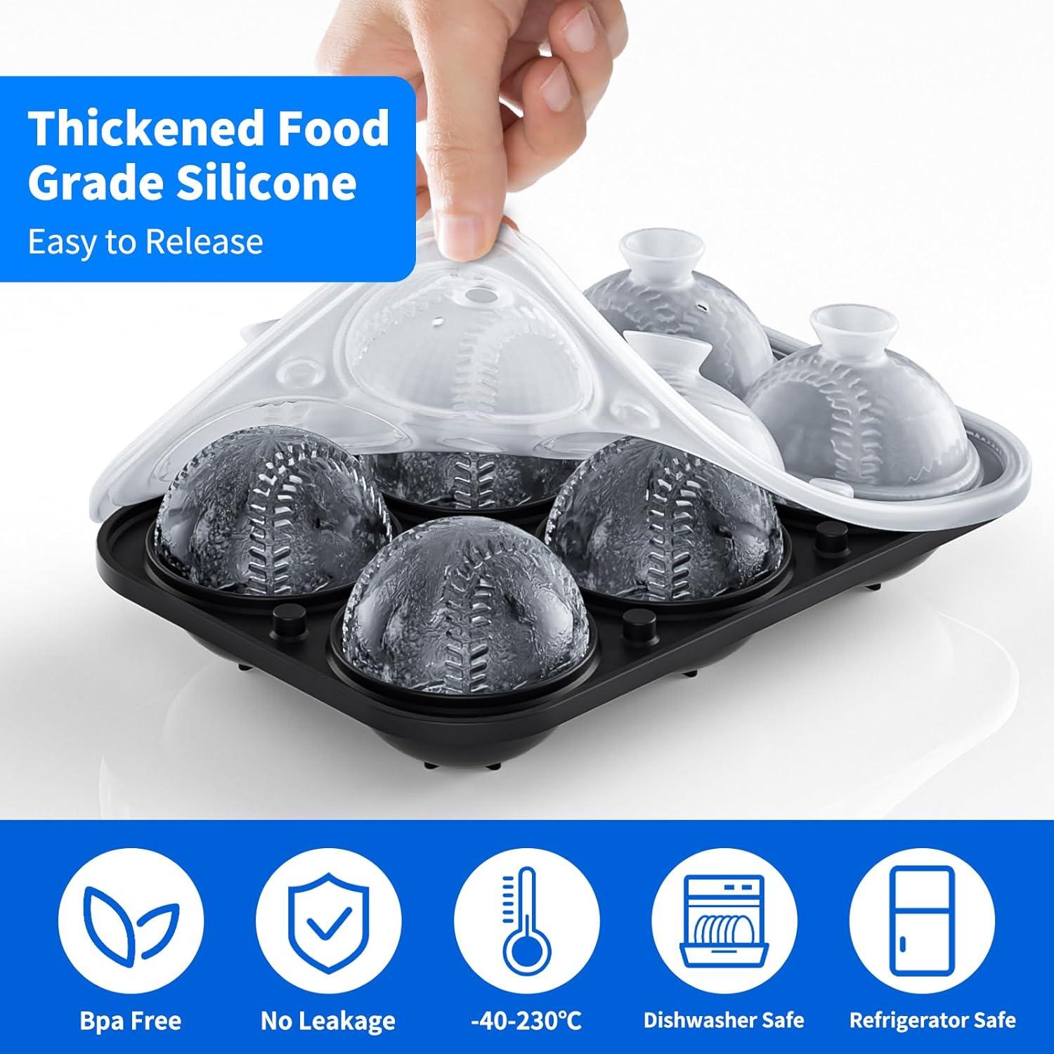 Bandeja de Hielo de Béisbol Bongpuda 6 Bolas 5.58 cm Silicona