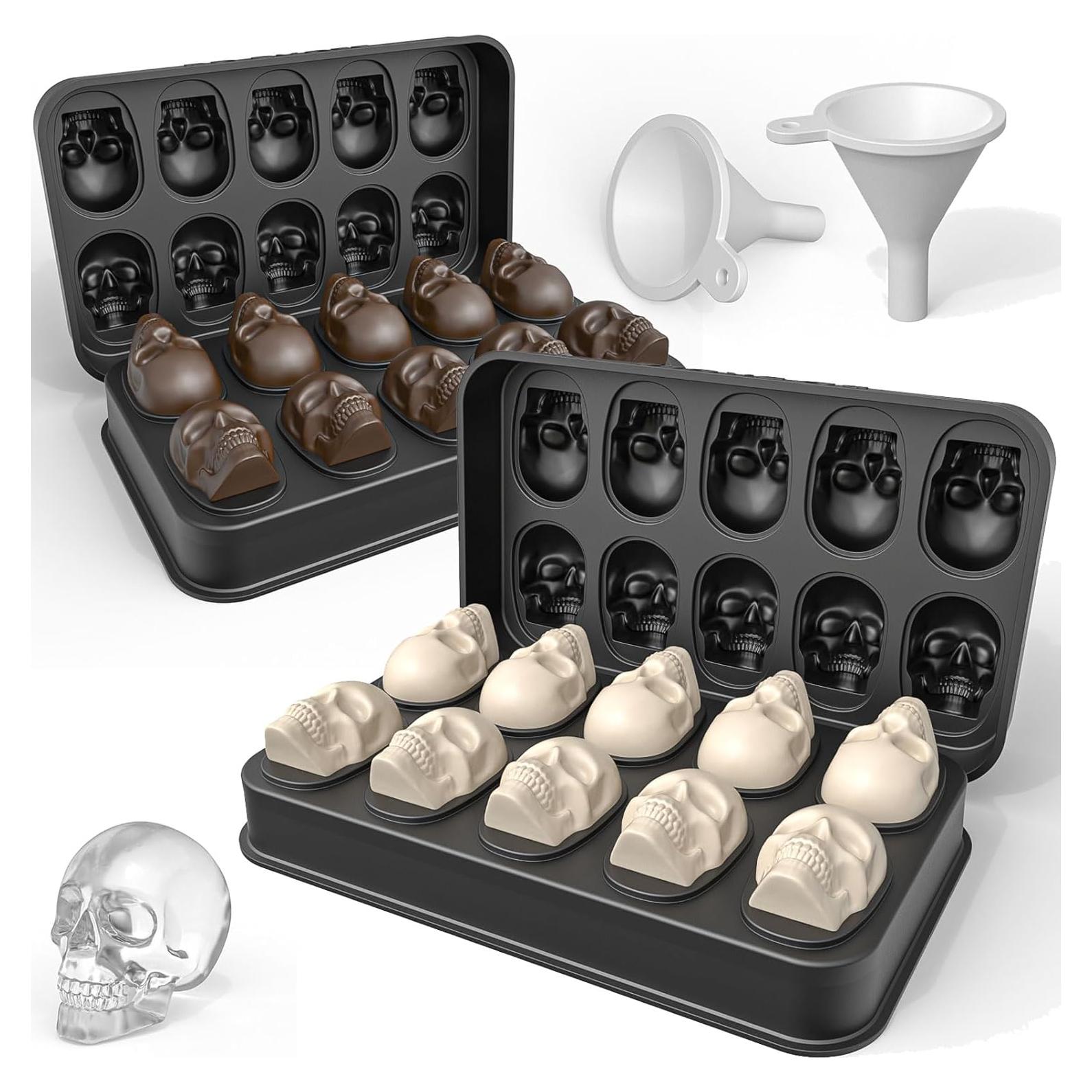 Molde de Hielo Calavera 3D LUSHYUM - 2 Piezas Silicona BPA Libre