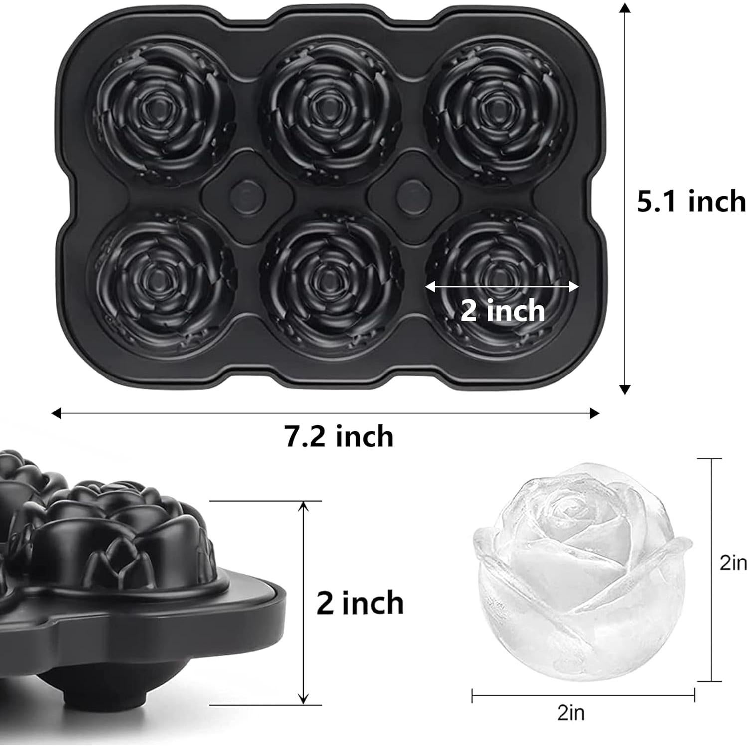 Bandeja de Hielo ZACHDEE de Silicona Rosa 6 Bolas 5.08 cm