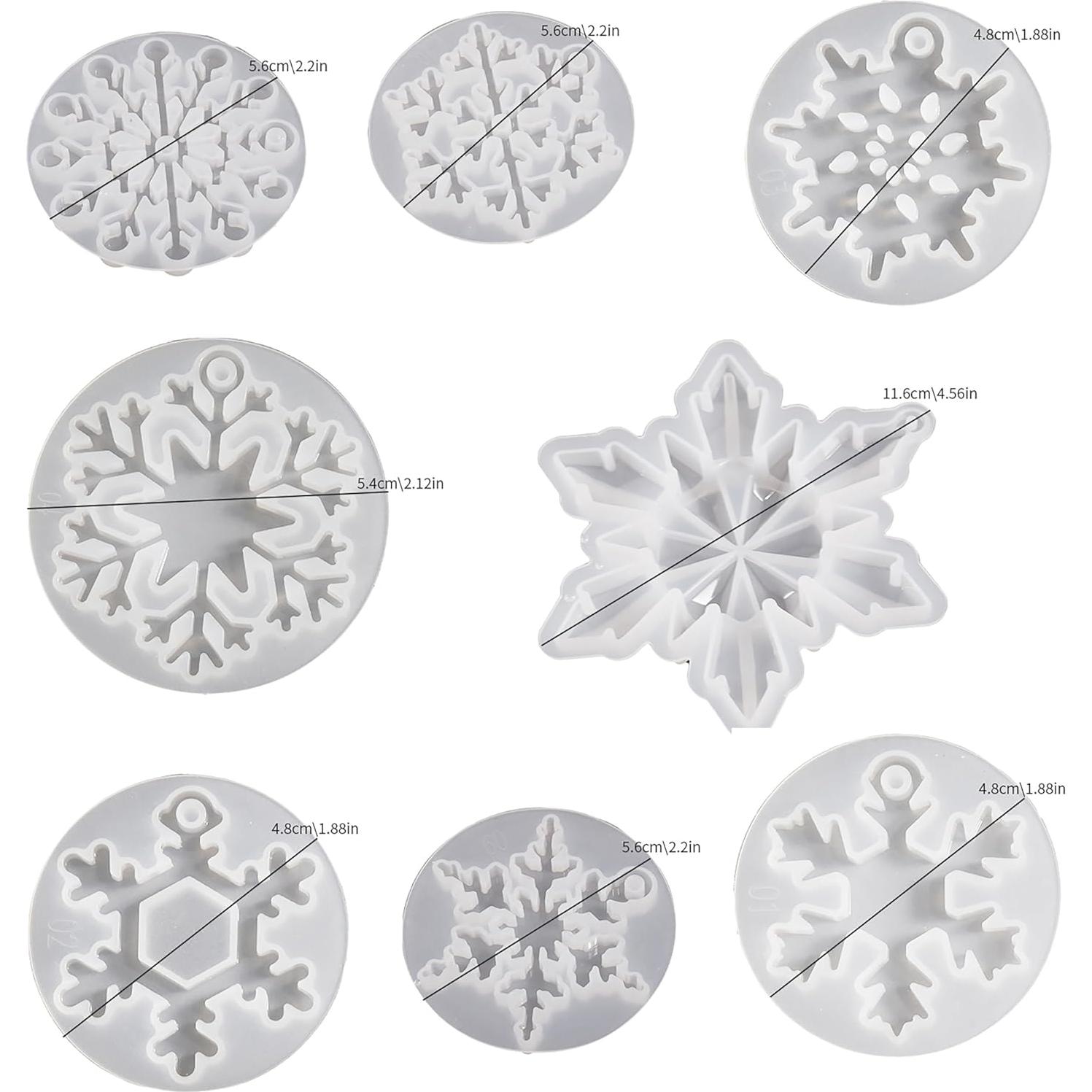 Molde de Silicona ESEENS para Resina y Velas - 8 Piezas Copo de Nieve