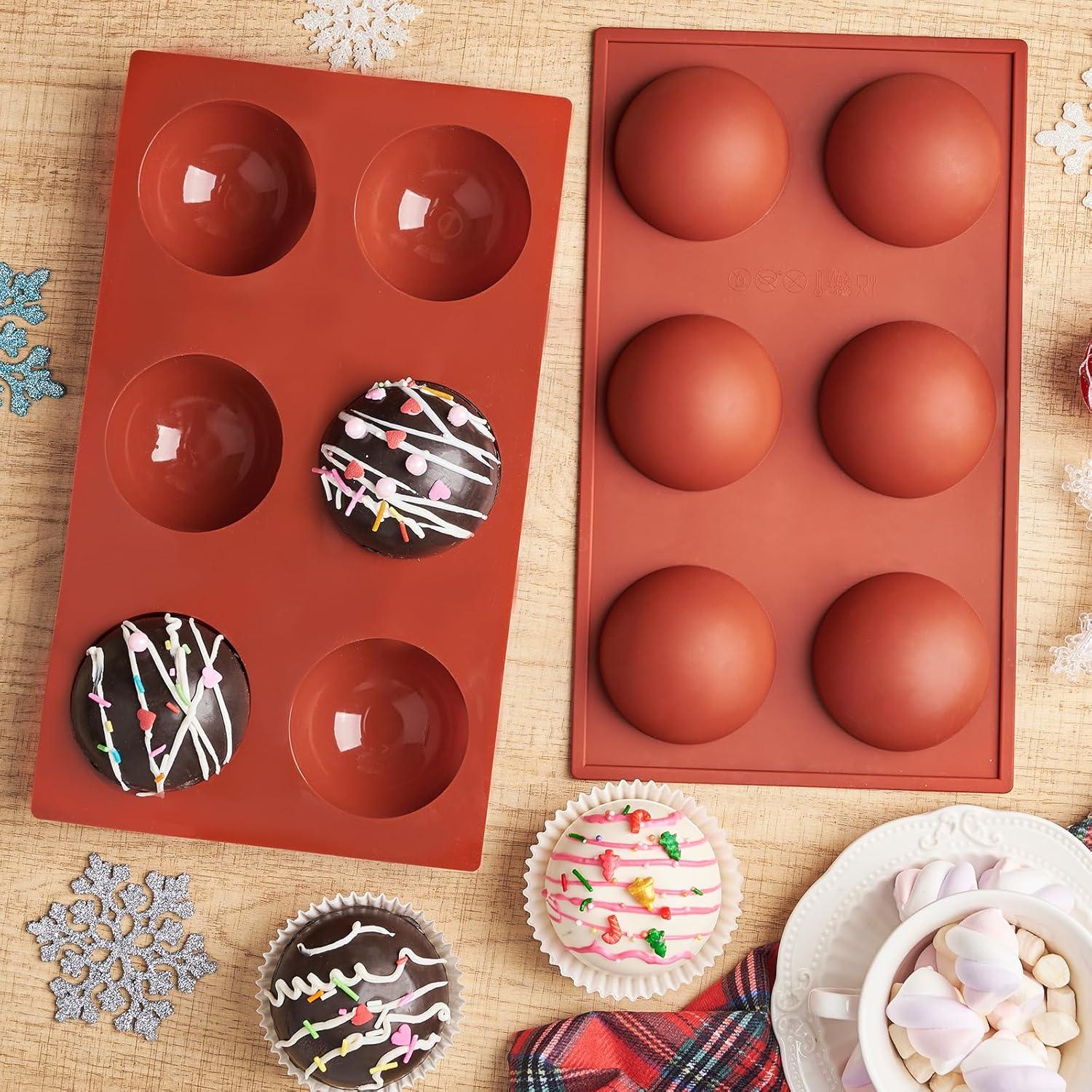 Molde de Silicona Semi Esférico Puyeipt 3 Piezas 6 Cavidades