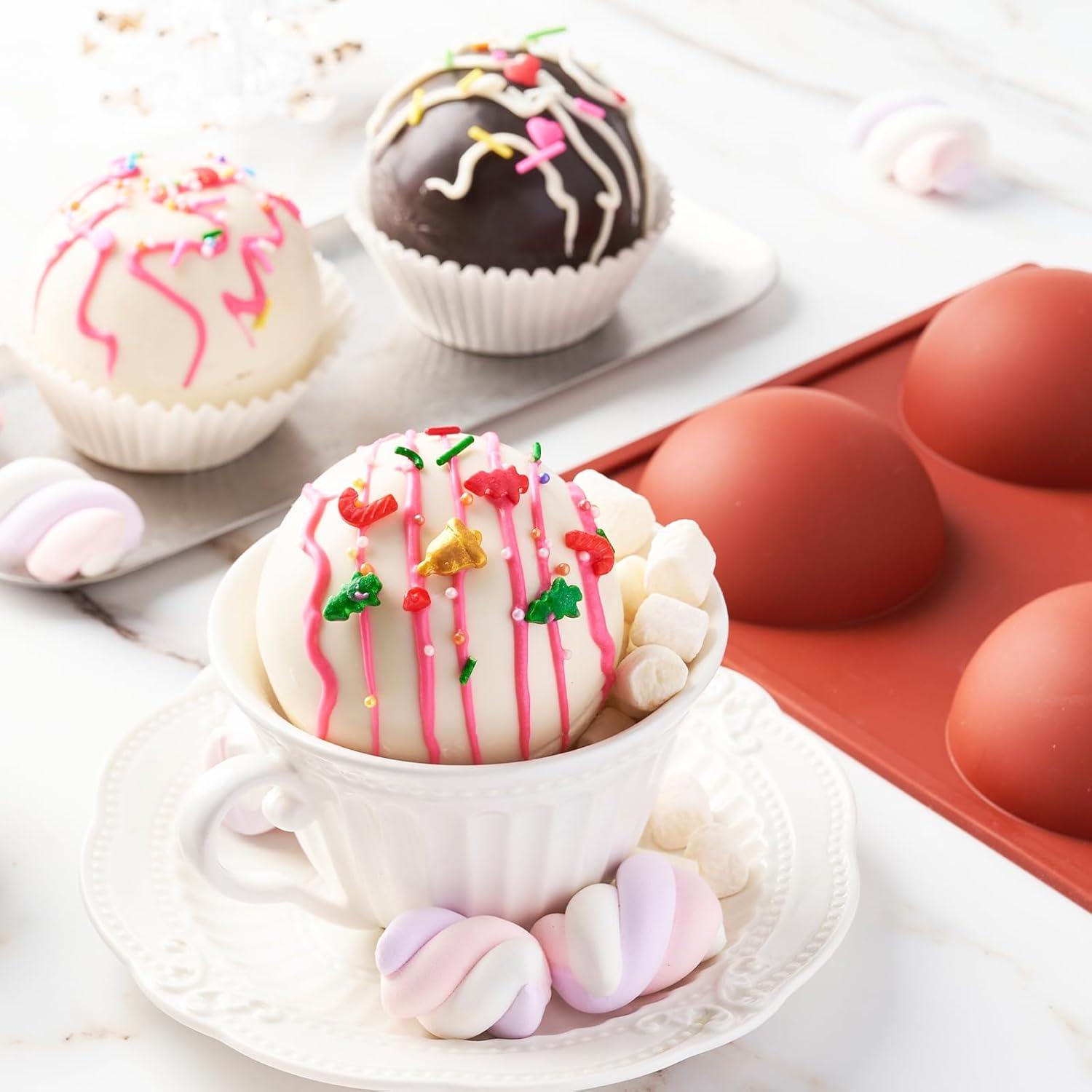 Molde de Silicona Semi Esférico Puyeipt 3 Piezas 6 Cavidades