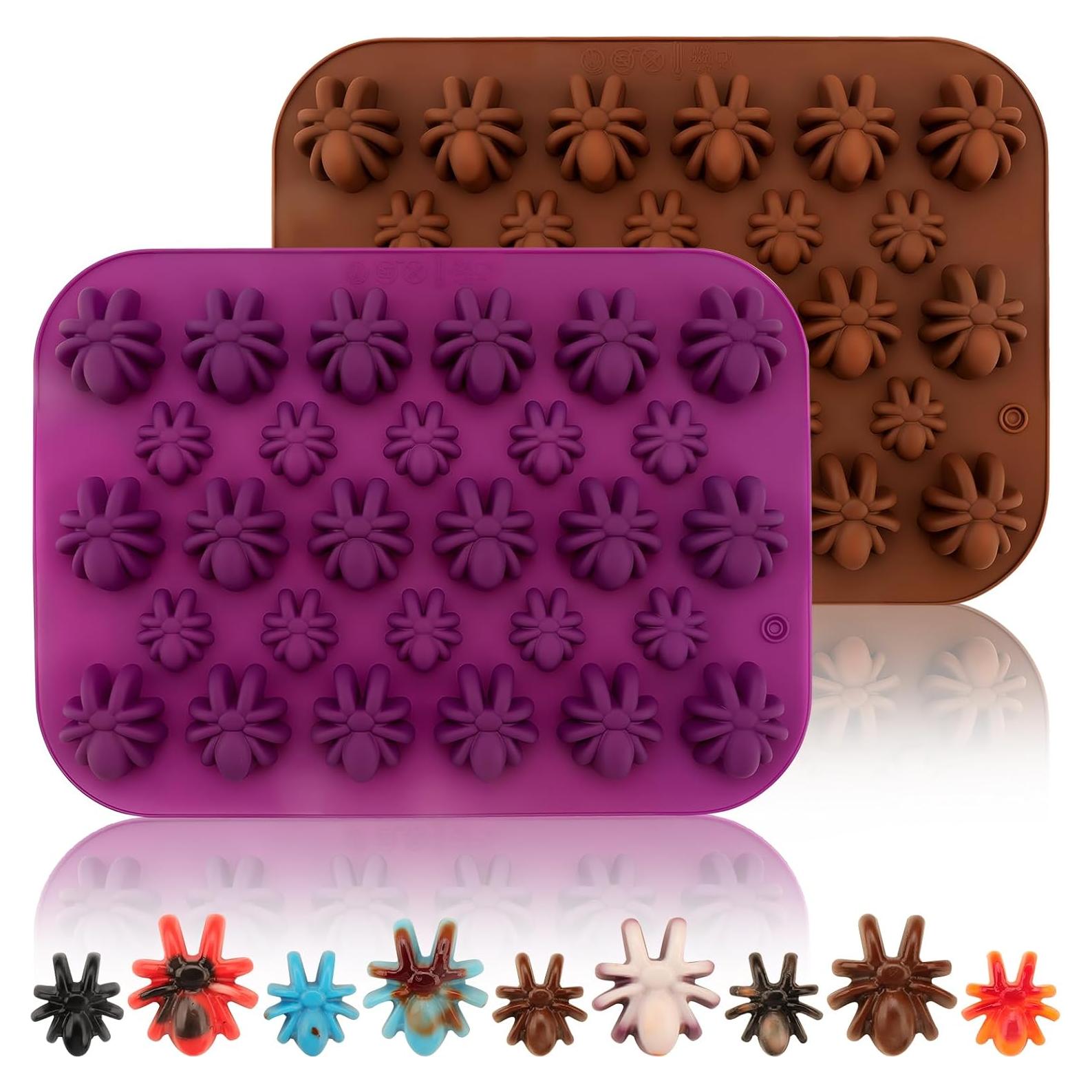 Moldes de Silicona Halloween Couuwick 2PCS Araña 28 Cavidades