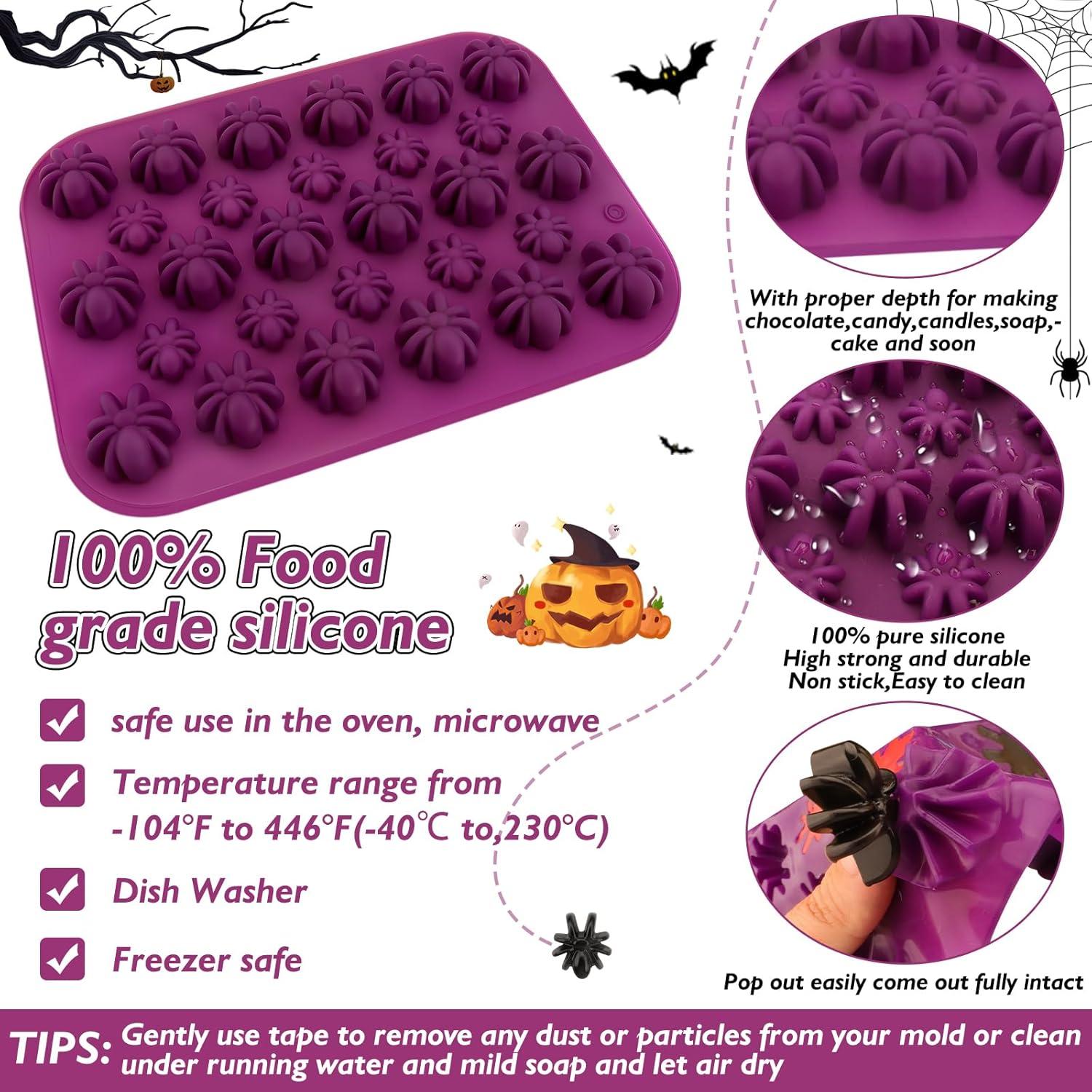 Moldes de Silicona Halloween Couuwick 2PCS Araña 28 Cavidades