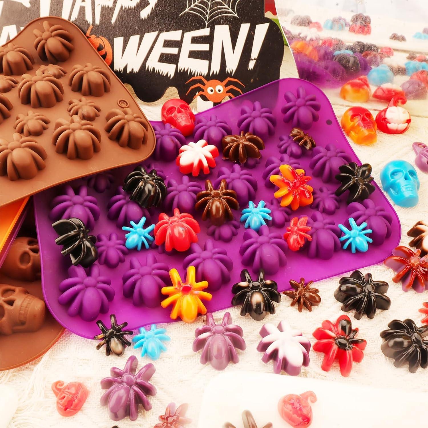 Moldes de Silicona Halloween Couuwick 2PCS Araña 28 Cavidades