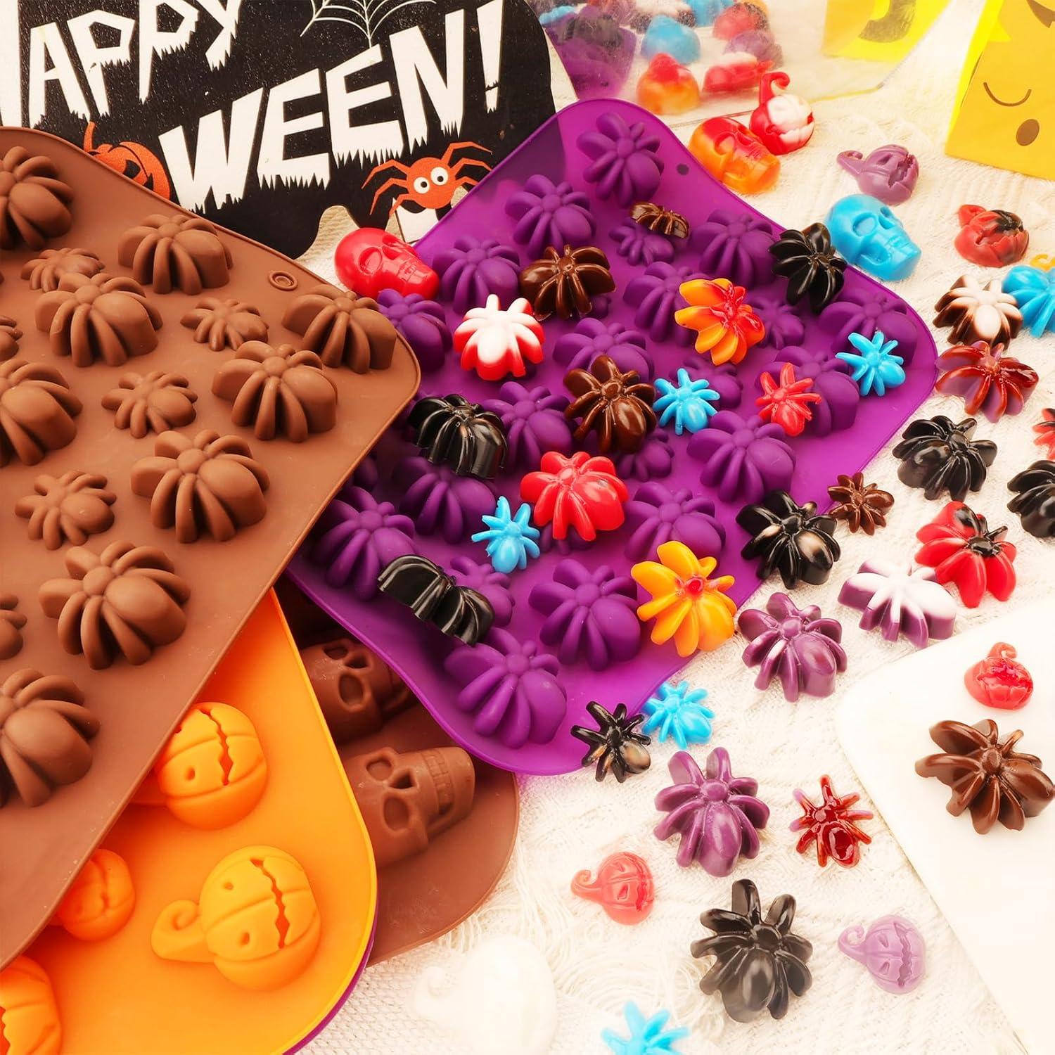 Moldes de Silicona Halloween Couuwick 2PCS Araña 28 Cavidades