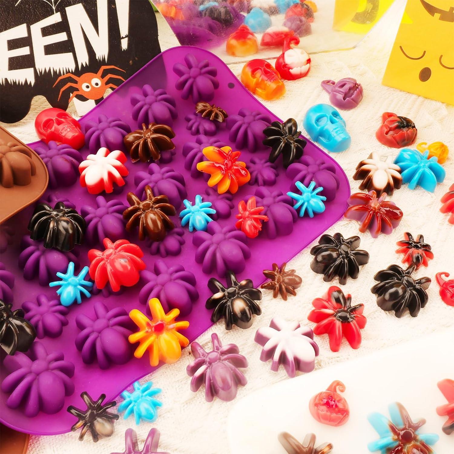 Moldes de Silicona Halloween Couuwick 2PCS Araña 28 Cavidades