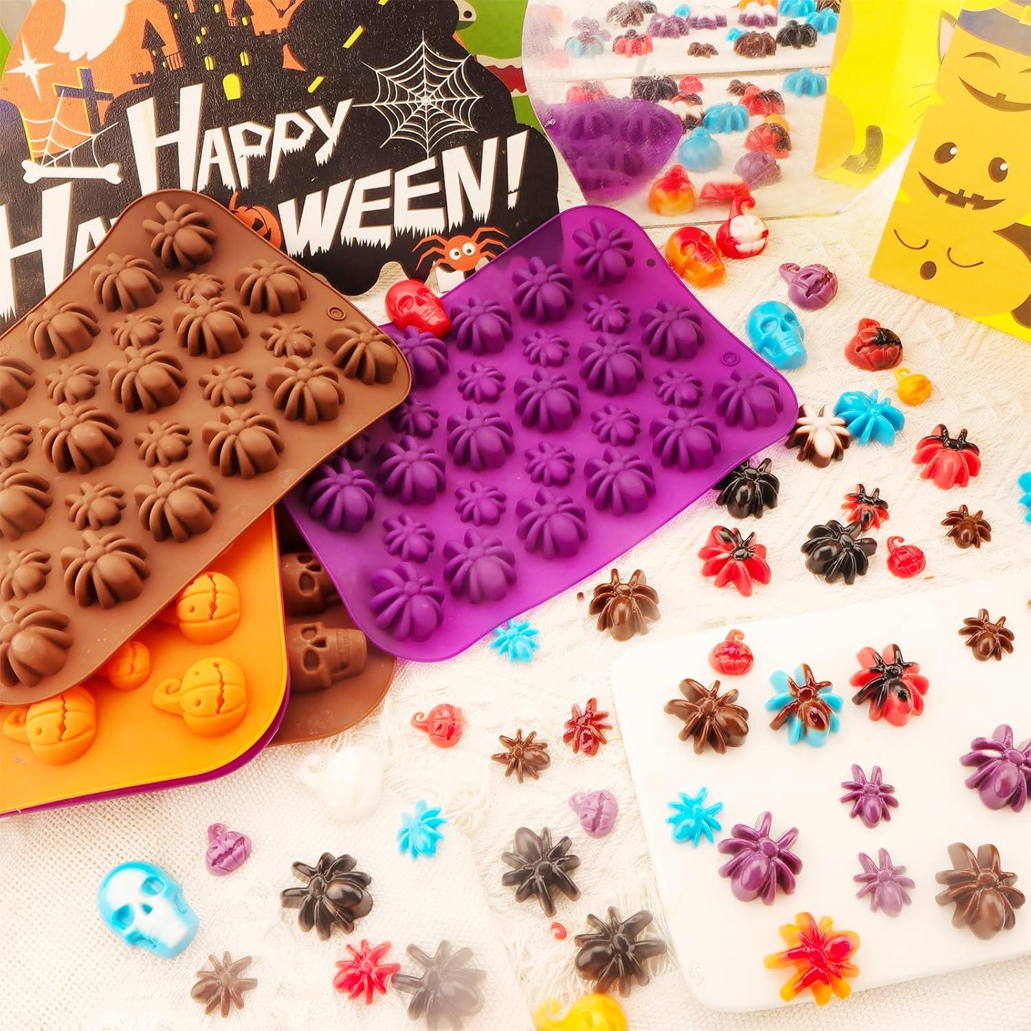 Moldes de Silicona Halloween Couuwick 2PCS Araña 28 Cavidades