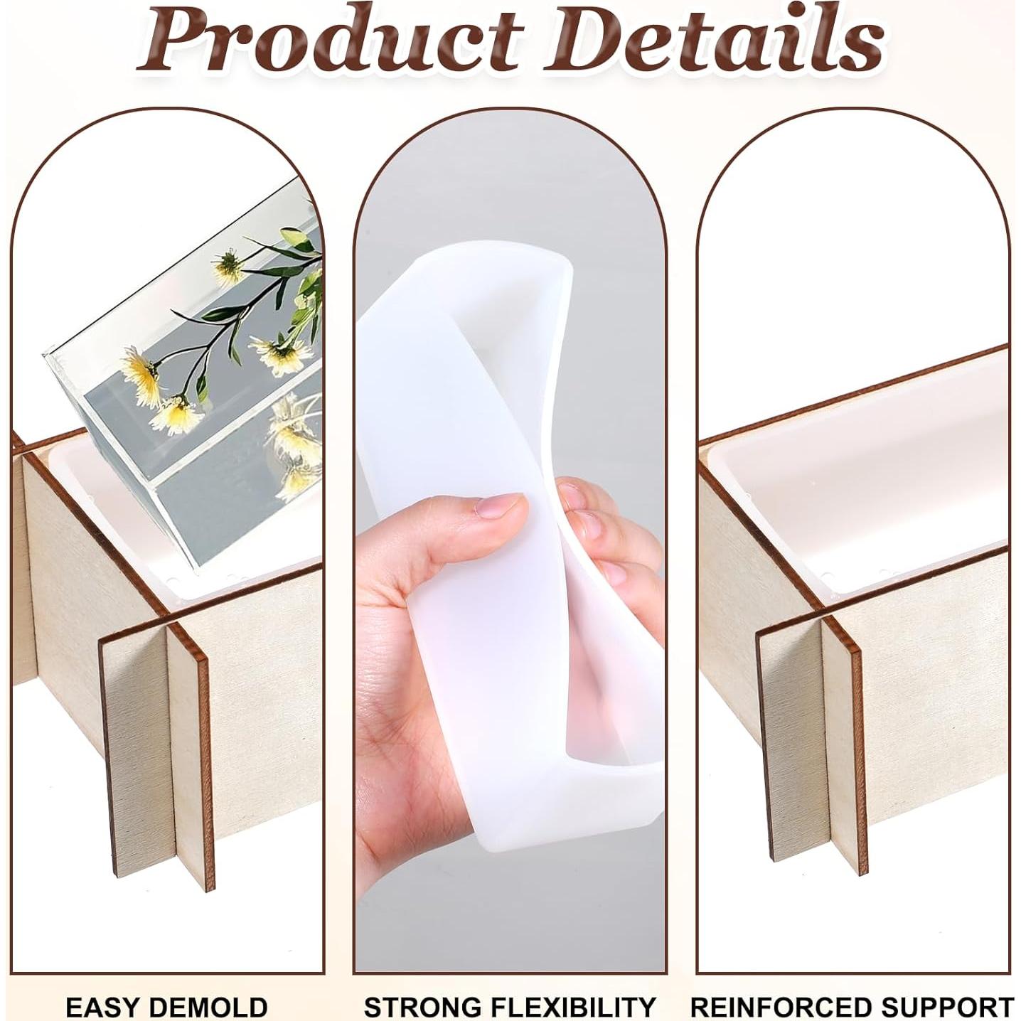 Moldes Rectangulares de Silicona para Resina Epóxica Xthrotsenk - 2 Tamaños